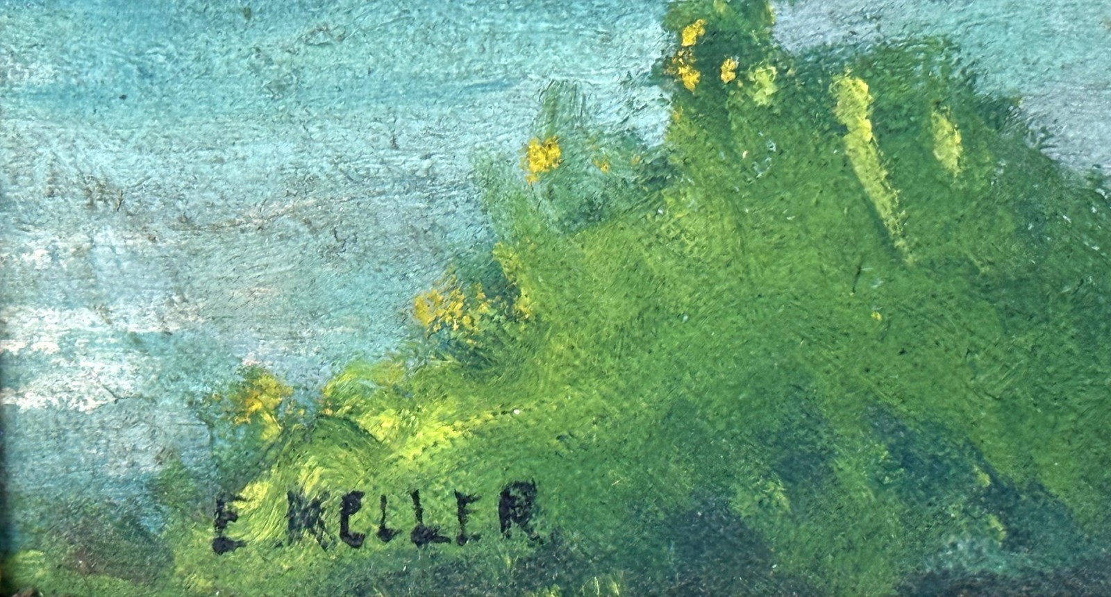 VTG Early 20th C Origin. Impressionistic O/B «River Landscape» Signed E. Keller!