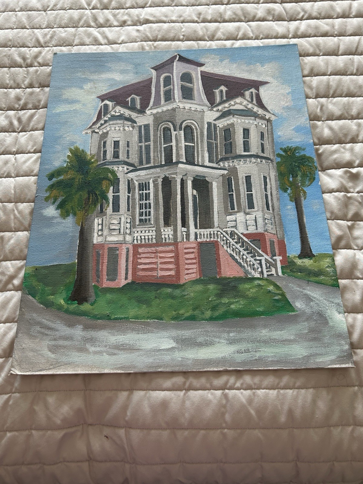 Amateur Artist Acrylic/Oil Painting On Canvas Victorian House French Quarter ***