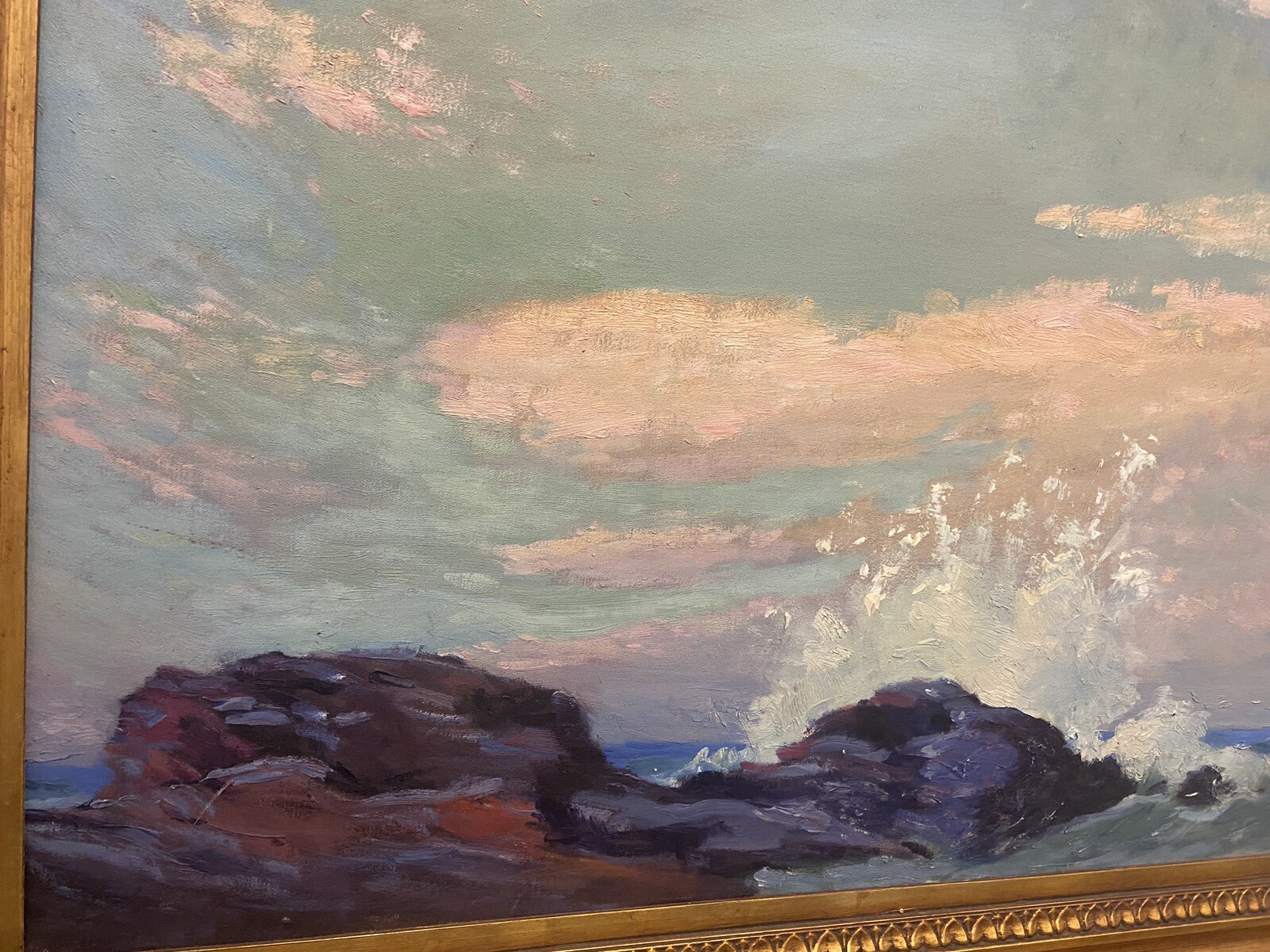 Carl W. Rawson (1884-1970 ) Seascape Seashore Oil/Canvas Signed LR & Dated ‘35