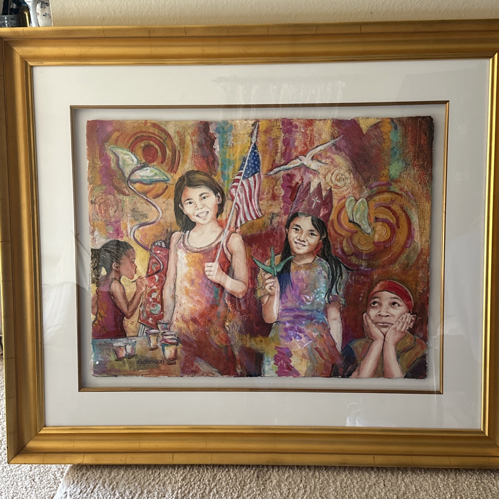 Gregory Adamson Bright And Colorful Children At Play Painting