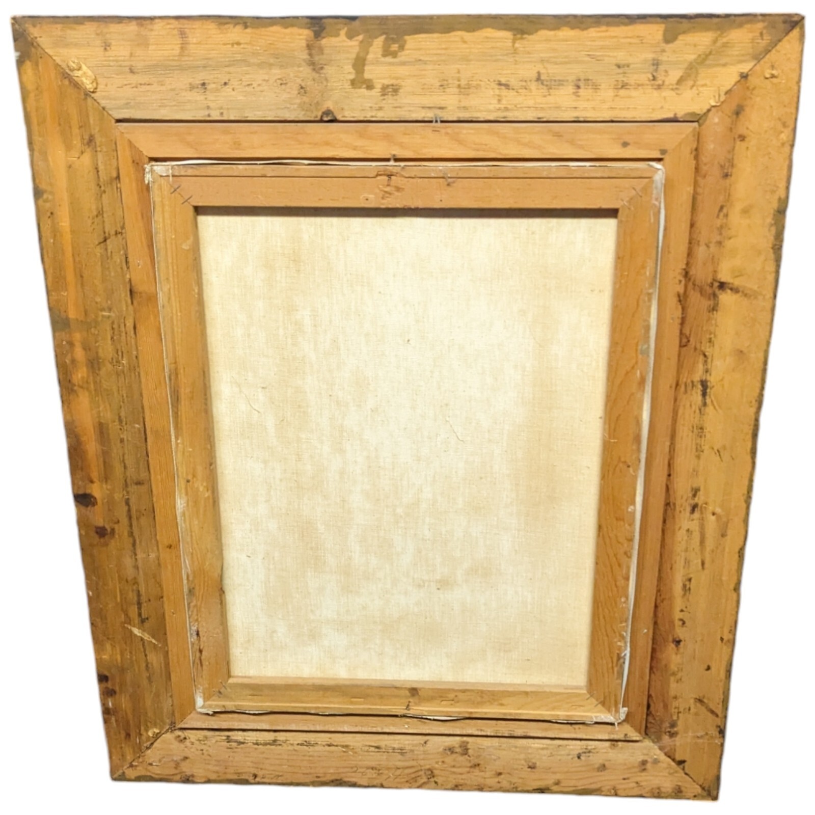 Vintage Woods Painting Forest Fence Broken C.B. with Frame Antique