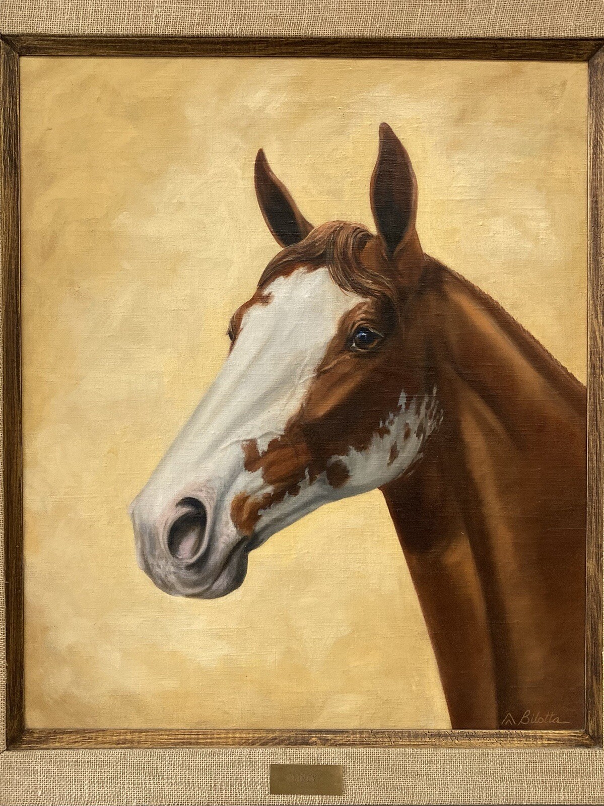 🔥 RARE Fine Vintage Old Western American Paint Horse Oil Painting BILOTTA 1960s