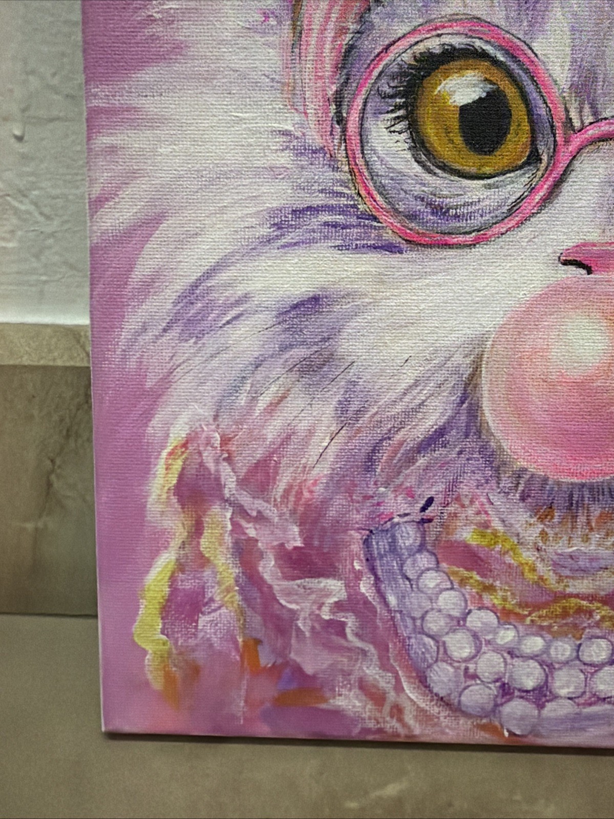 Original Signed OOAK Art Expressionism Fluffy Kitty 9×12 Acrylic Canvas Painting