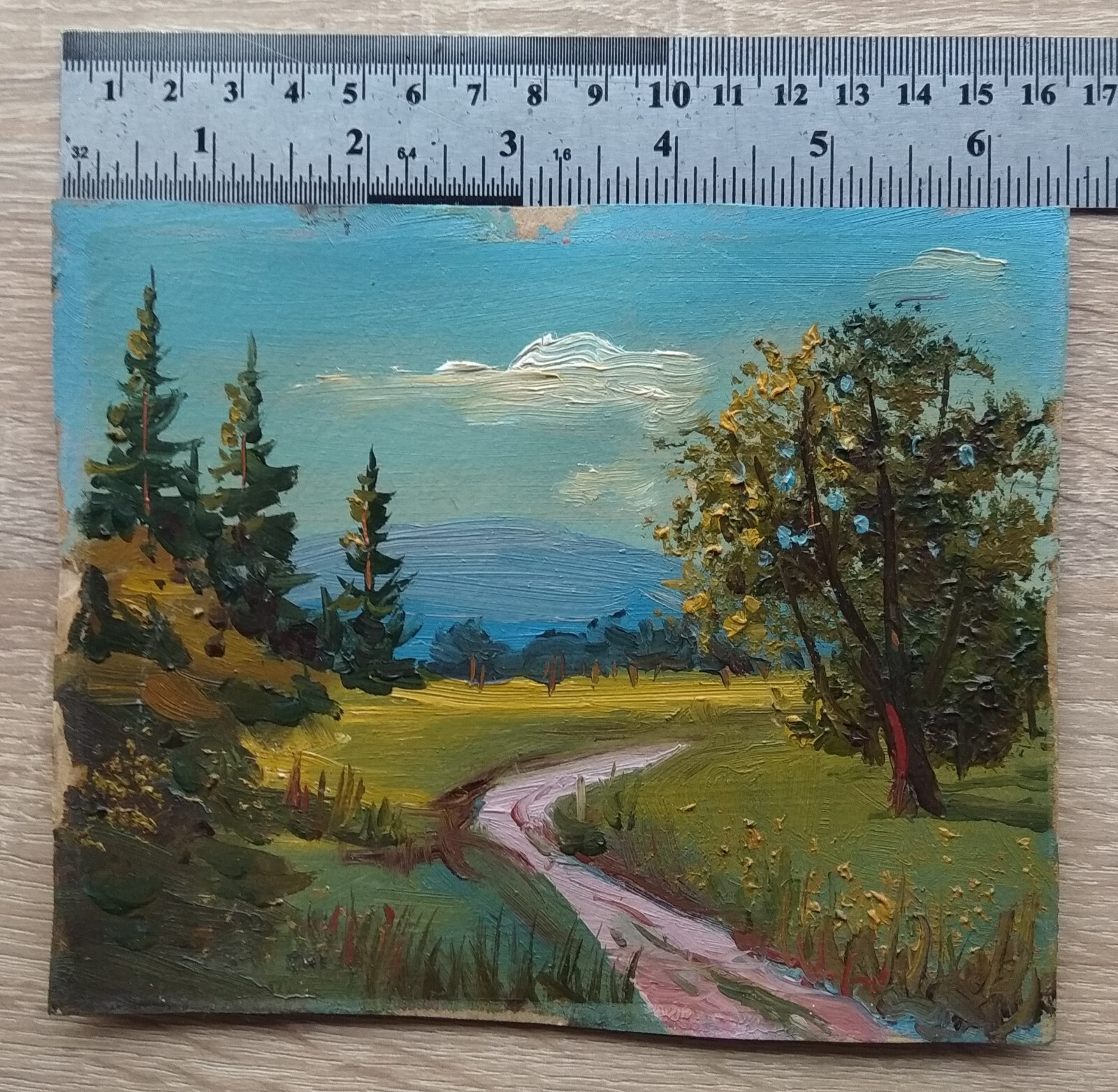 Summer Landscape Vintage Original Oil Painting soviet Ukrainian Artist 1992
