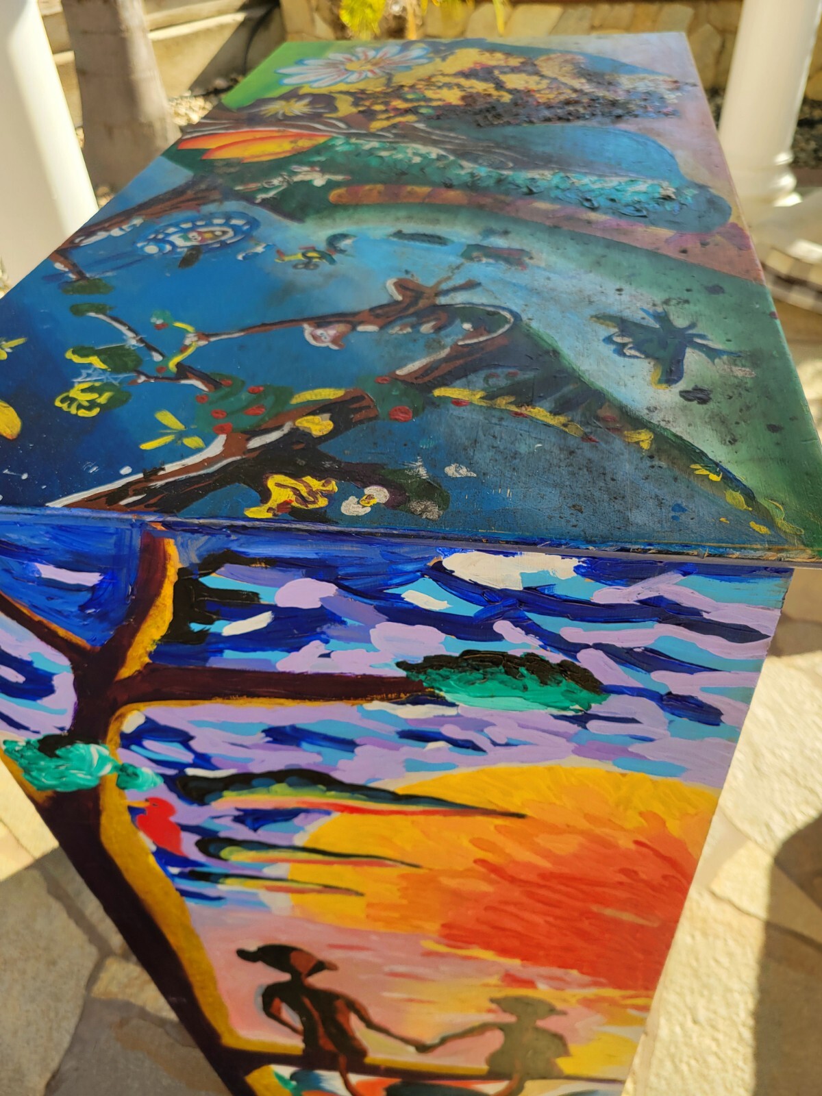 Hand Painted Artist Studio Crafts Chest Mural Graffiti Surreal Art Cubist Disney