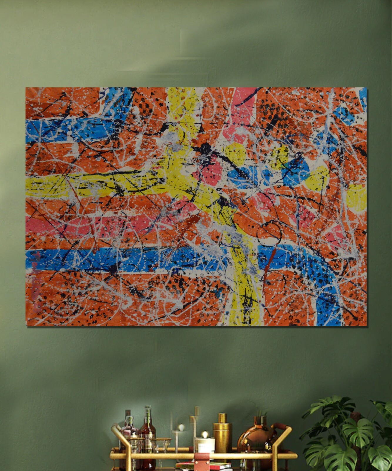64”X44” Mark Little original canvas ￼painting OOAC Acrylic,Abstract, Action XL
