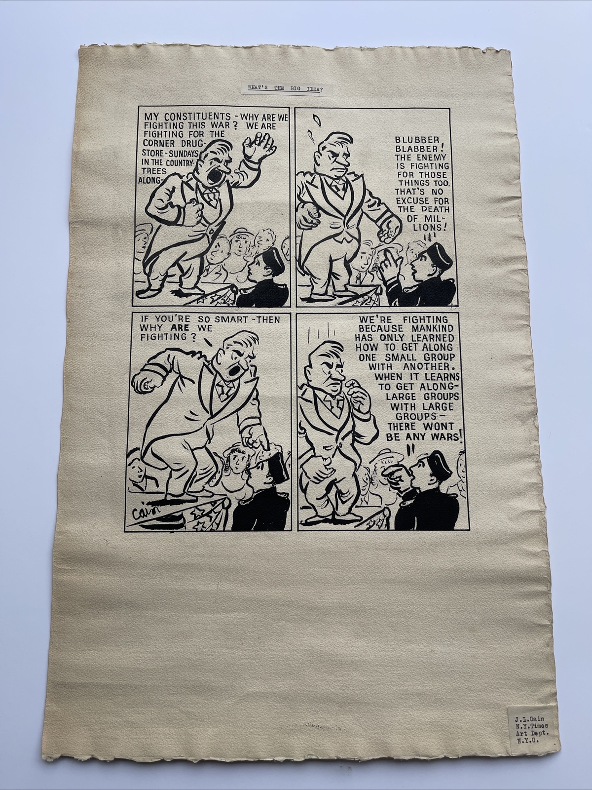 JO CAIN PAINTING DRAWING ILLUSTRATION NEW YORK TIMES NYC ORIGINAL POLITICAL RARE
