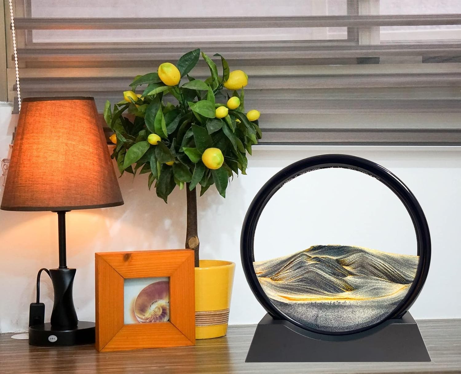 Kinetic 3D Sand Art Picture: 360-Degree Rotatable Ocean Decor for Your Desk