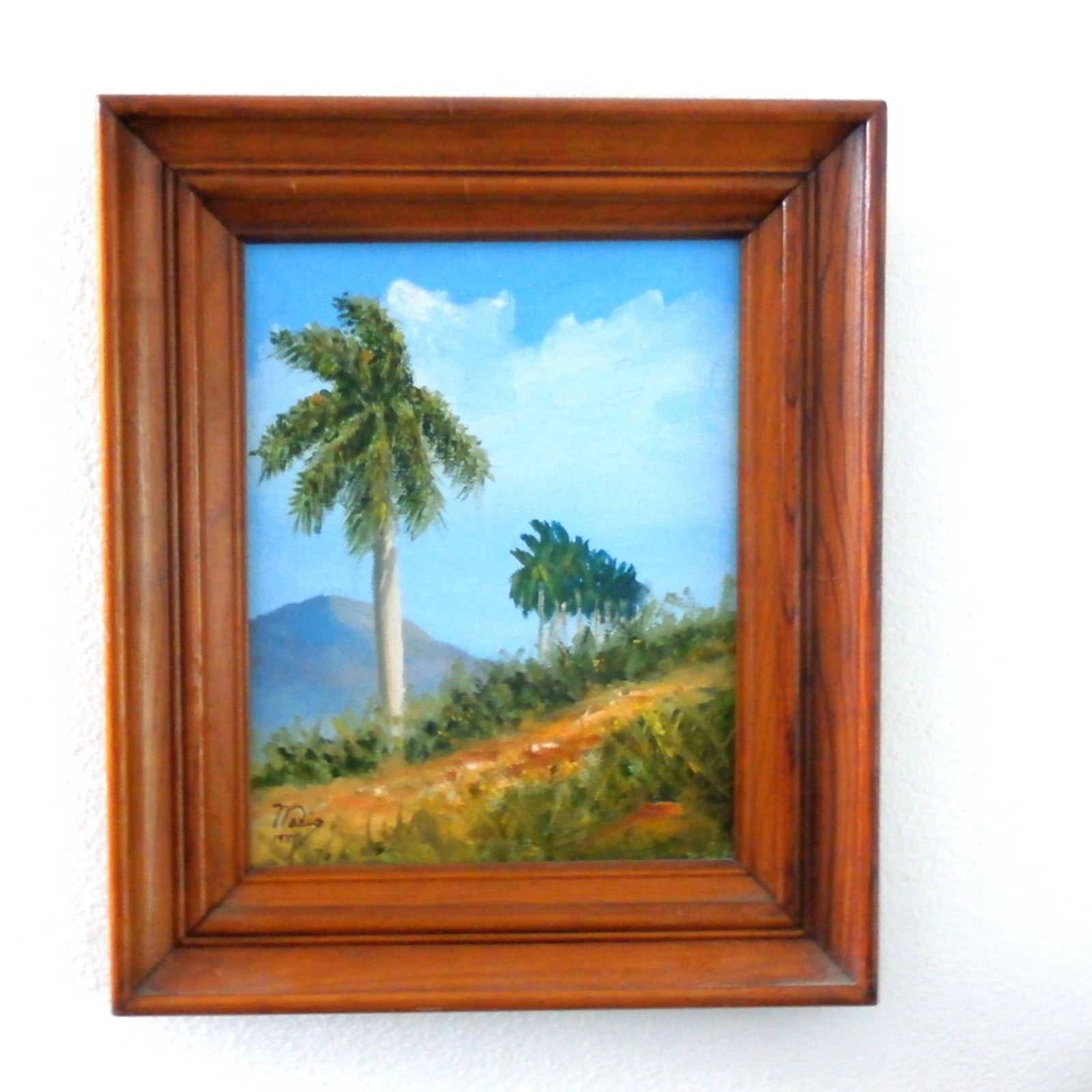 VTG FRAMED OIL ROYAL PALMS, MOUNTAINS CUBA LANDSCAPE Pinar del Rio Viñales