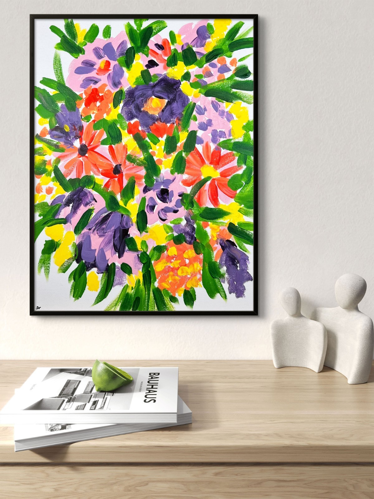 Floral Bouquet Original Expressionist Painting Colorful Modern Art OOAK 12×16