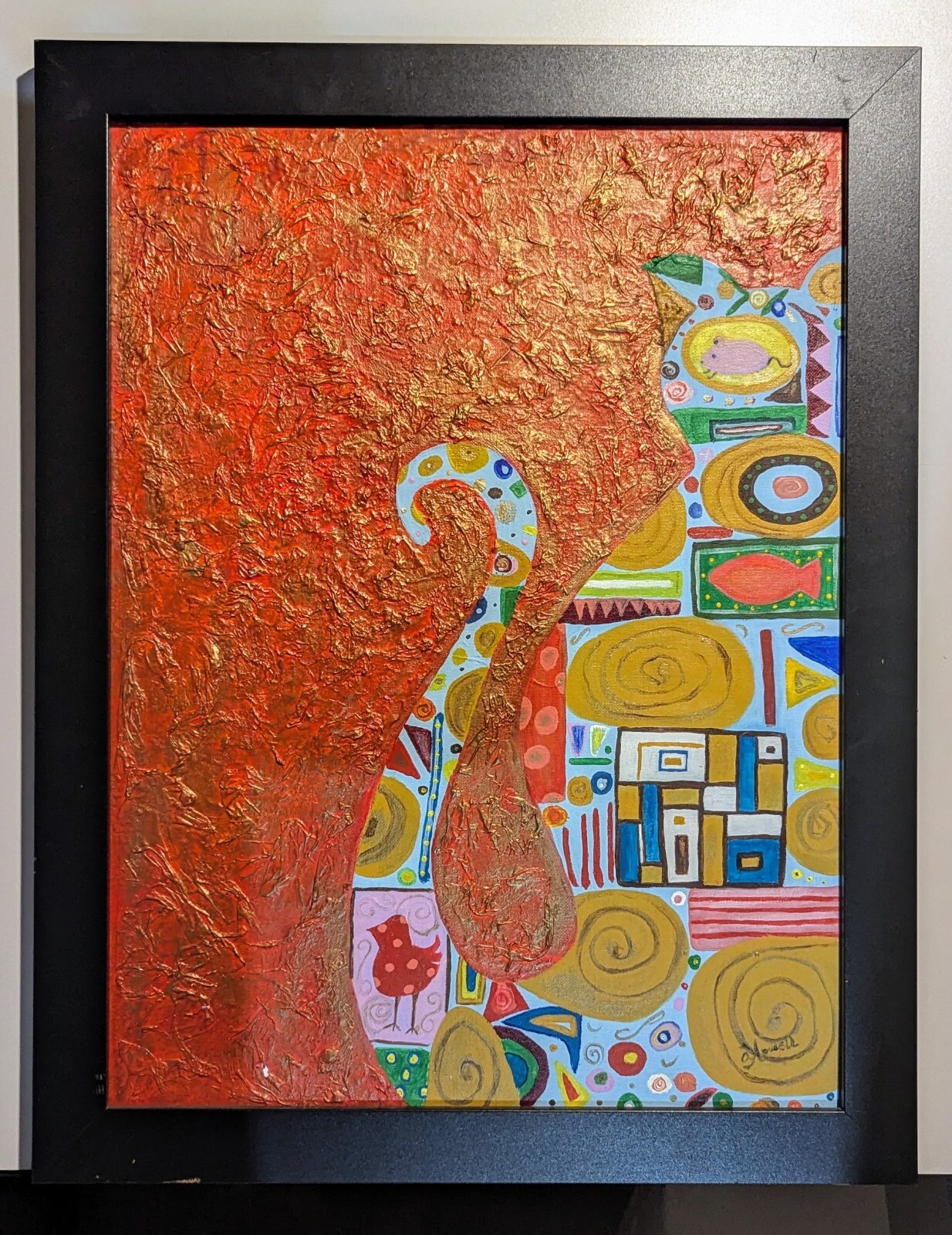 «The Cool Cat» By Audrey Howell; Acrylic On Board Canvas 18″ x 24″