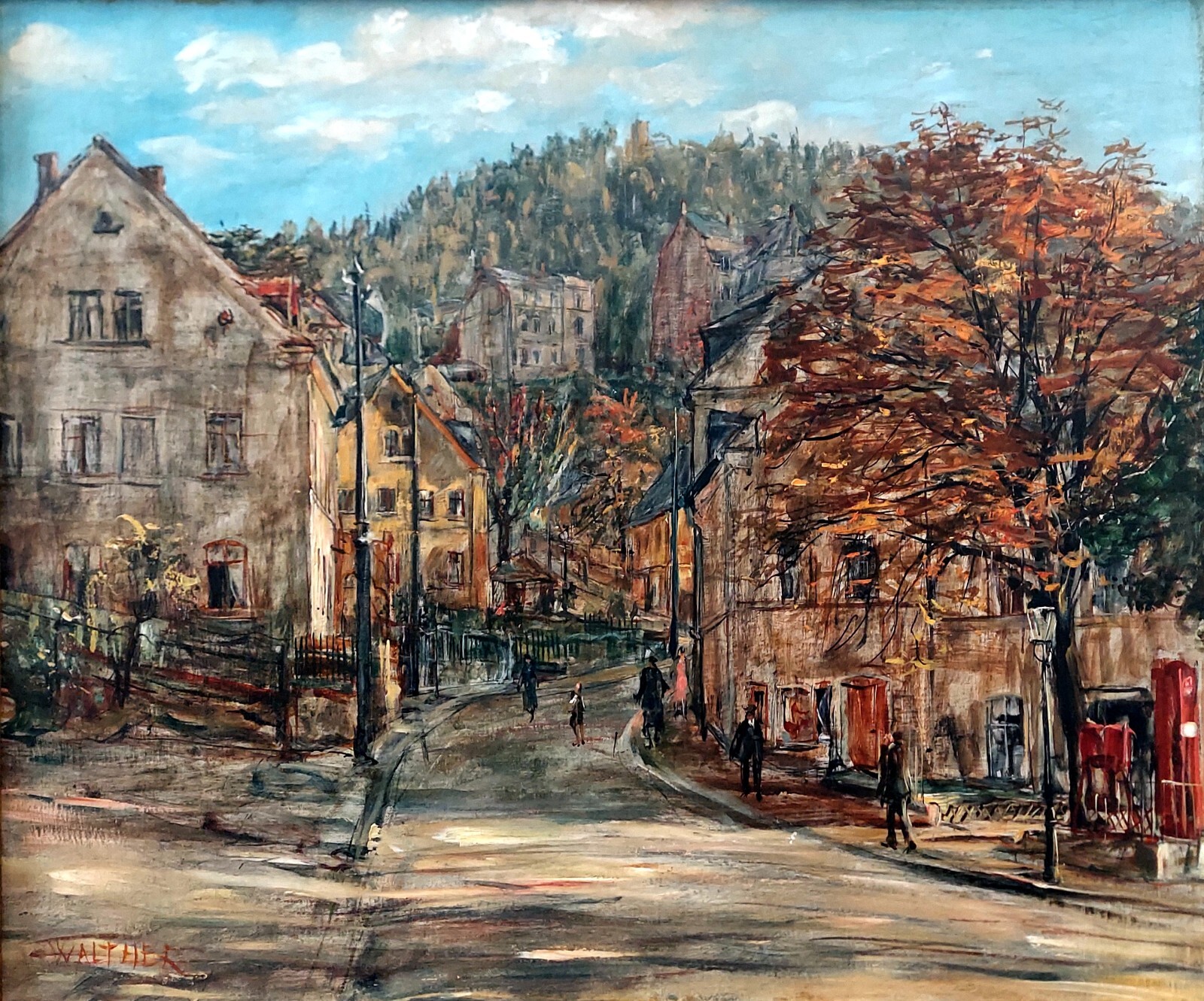 Karl Walther (German, 1905-1981): Oberpfalz Village Street 1932, Oil on Canvas