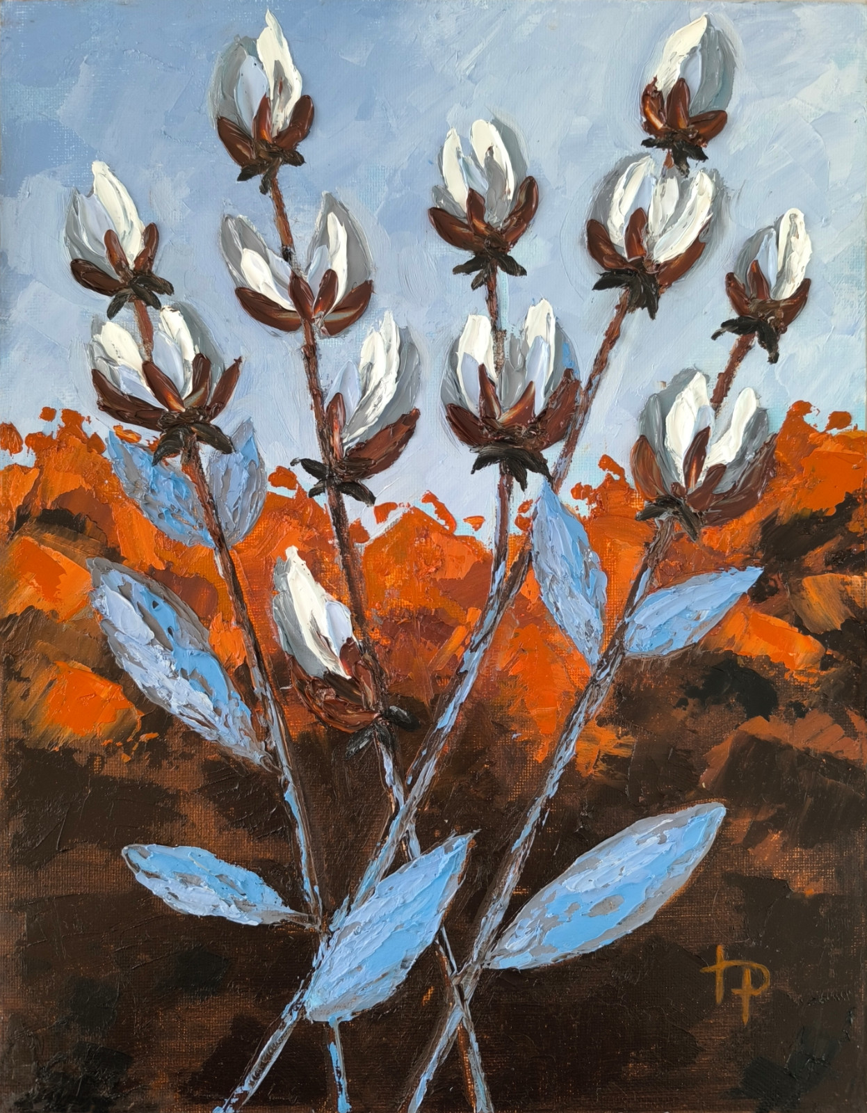 Flowering Branches Oil Painting Original Floral Palette Knife Impasto Art