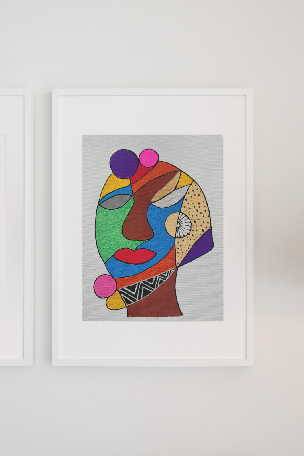 Expressive Afrocentric Face Painting | Vibrant Folk Cubist Style Canvas 9×12