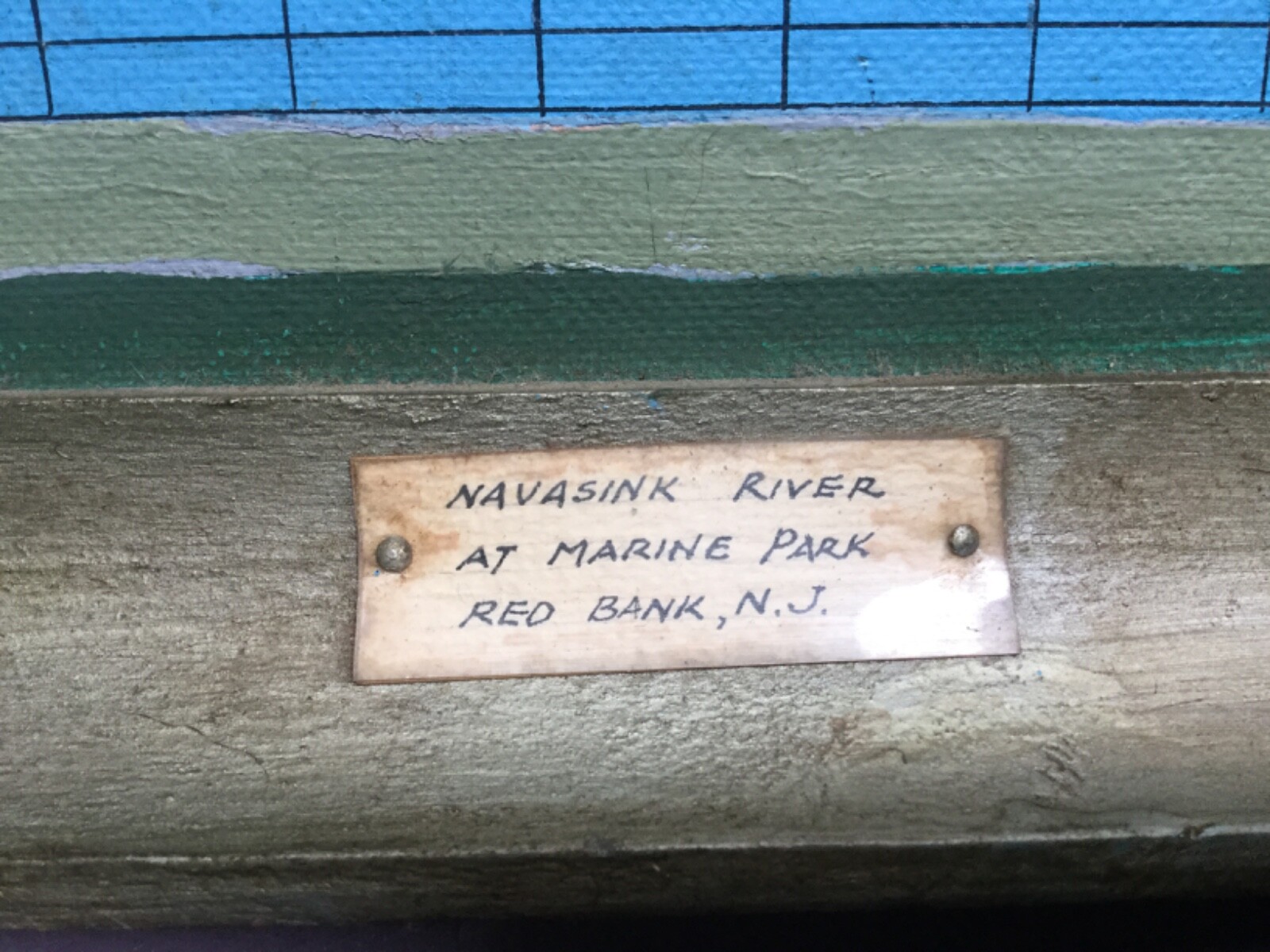 Fantastic Primitive Painting Navasink River at Marine Park Red Bank New Jersey !