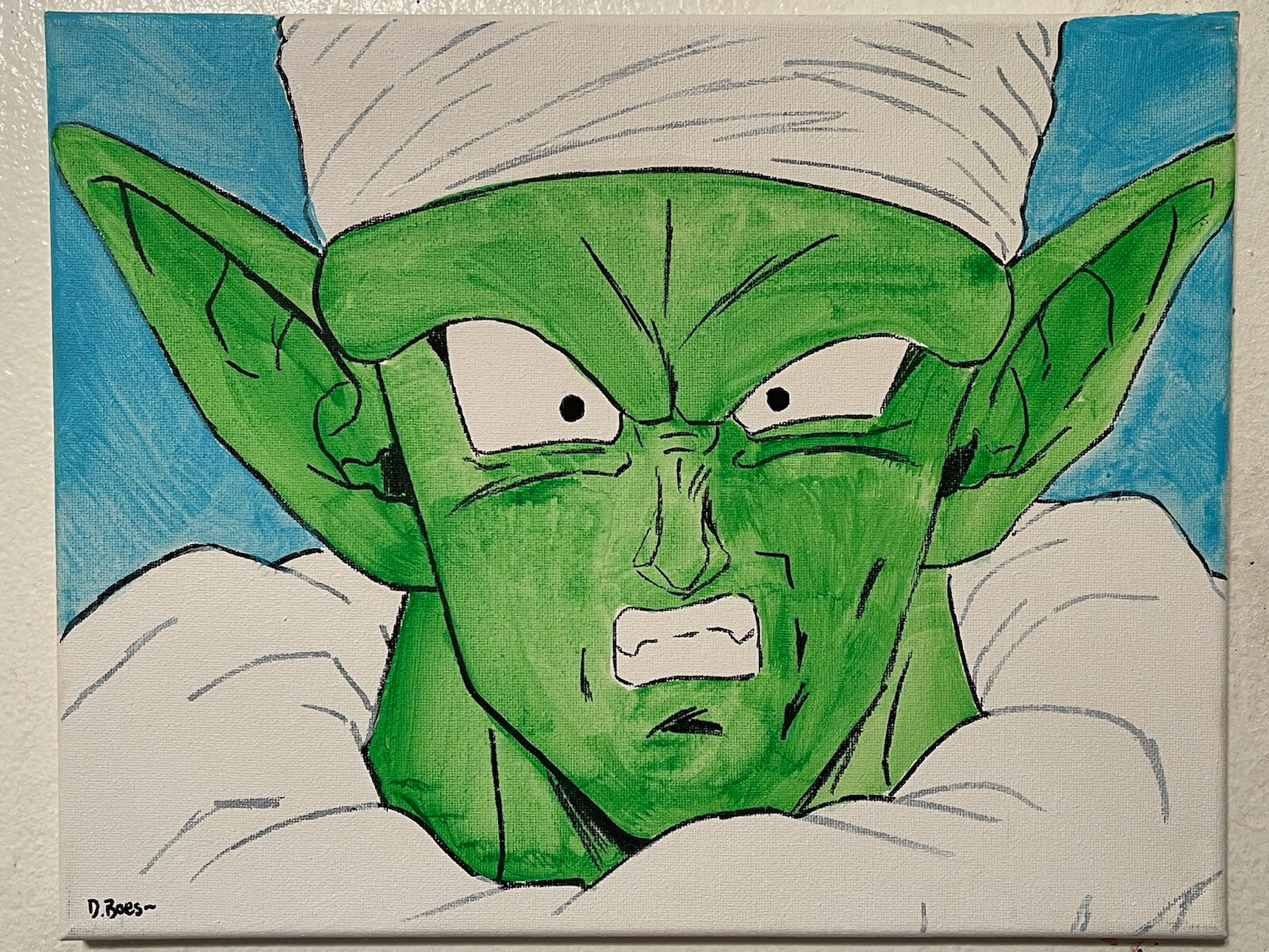 Dragon Ball Z Piccollo hand painted fan art signed canvas Anime videogames
