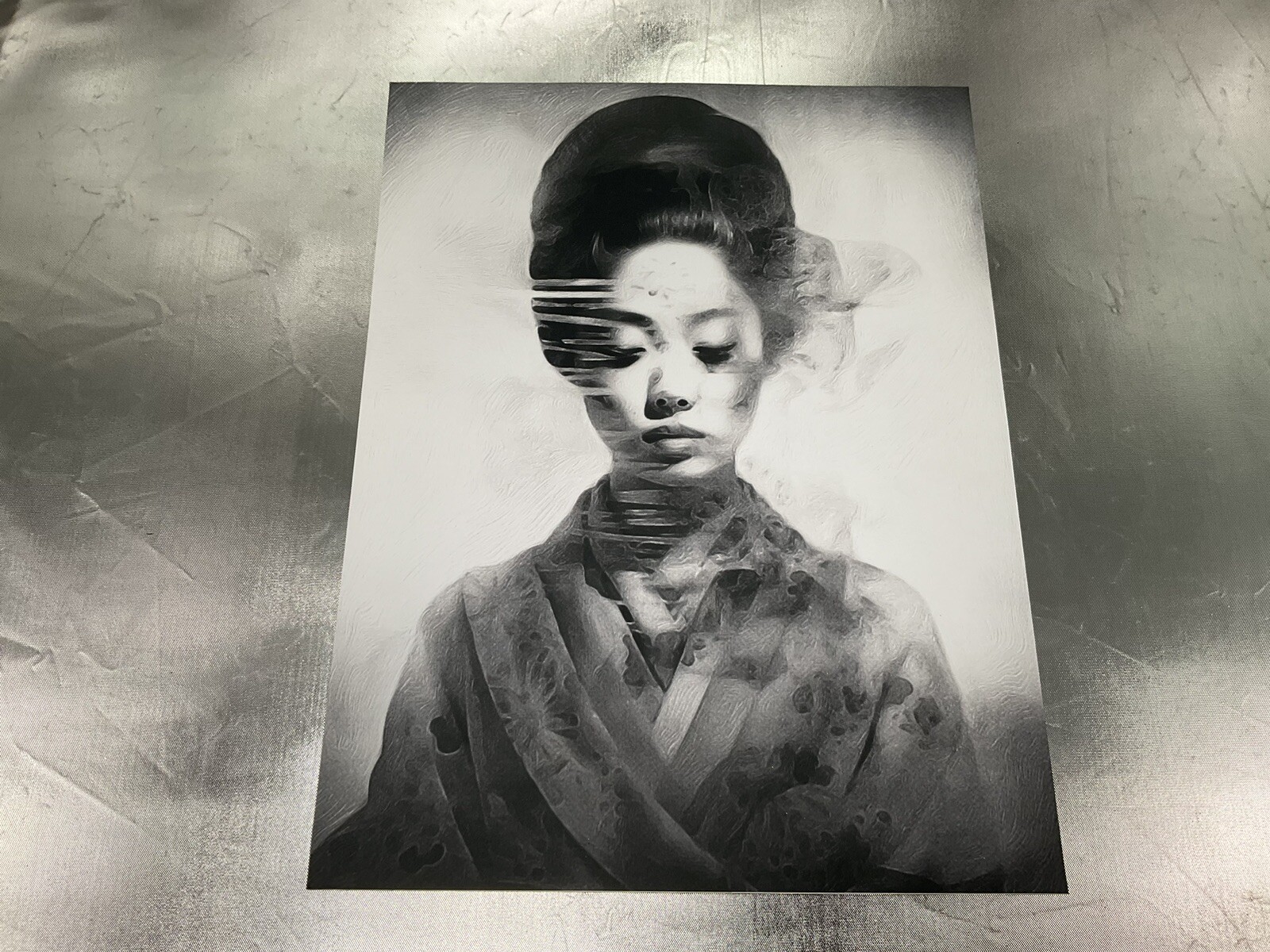 Geisha Girl Art Print 8.5”x11” Matte Painting Woman Portrait Abstract Original
