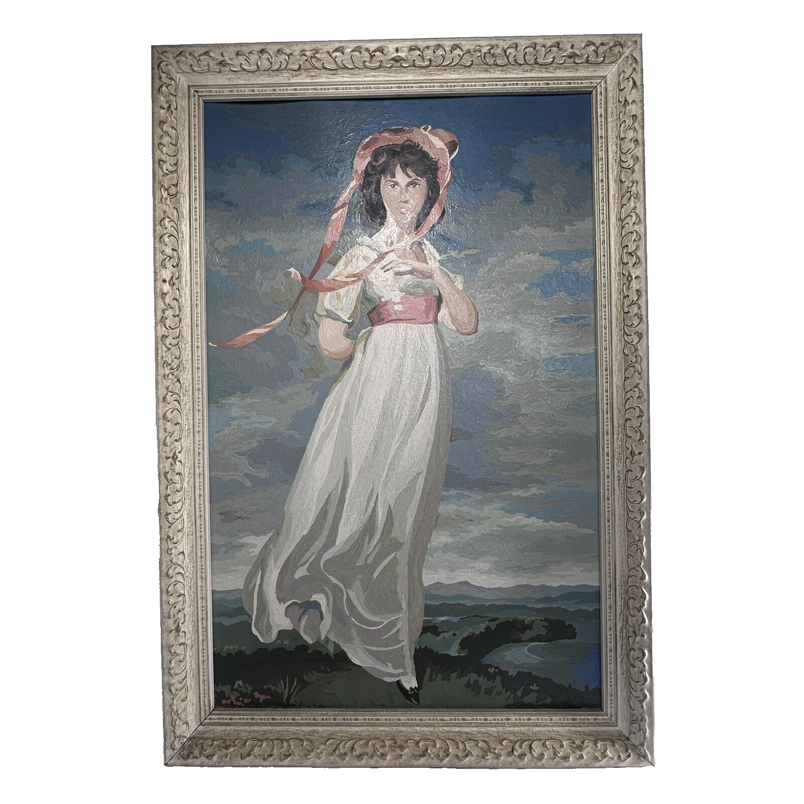Vintage Paint By Numbers Pinkie LARGE 21″ x 31″ in Original Frames Reproduction