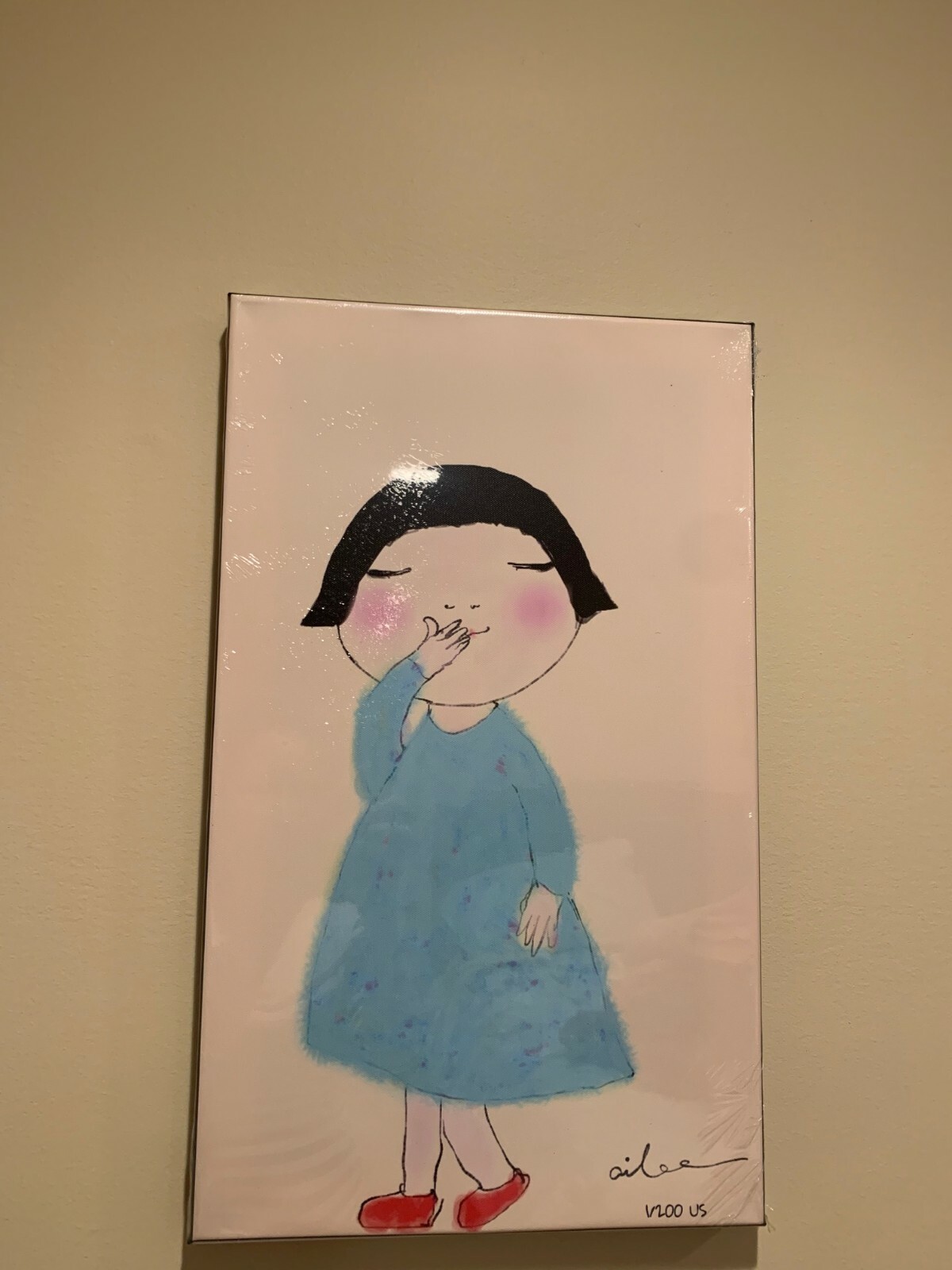 A Turquoise Girl with Red Shoes, original, 20×12″ Limited Edition