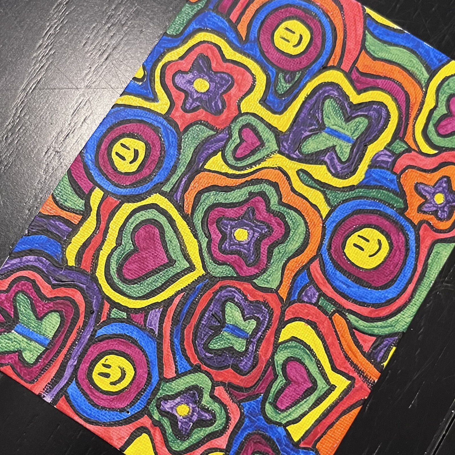 Painting Acrylic Canvas Spring Primary Colors 7X4X3.4