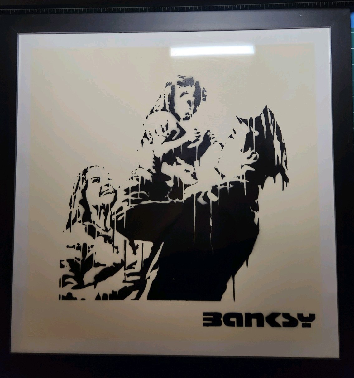 Daddy’s Home by NOT Banksy – Hand Spray Painted W/ Ghost Stamp! Large version