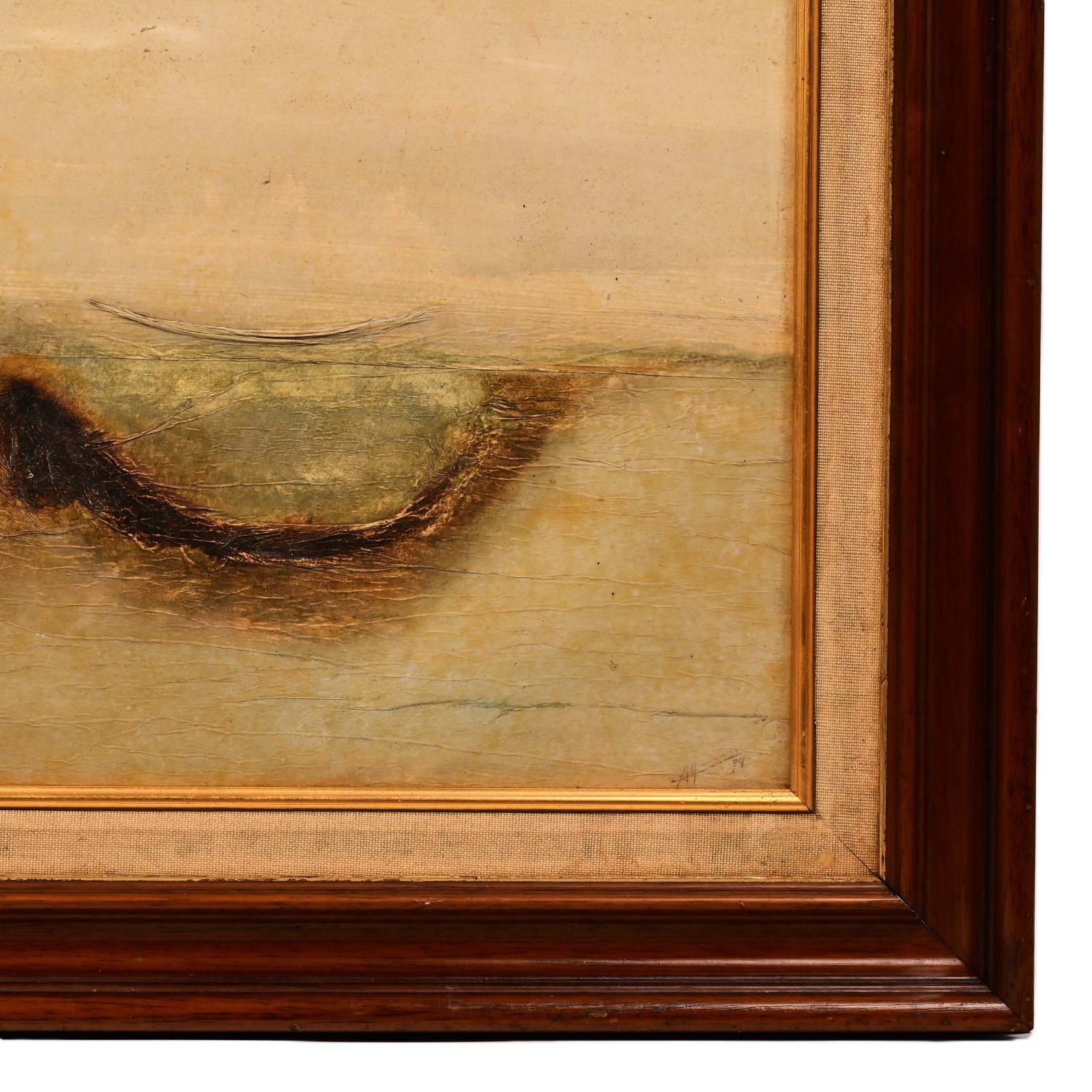 MAQBOOL FIDA HUSAIN Original Vintage Signed Abstract Landscape Collage Painting