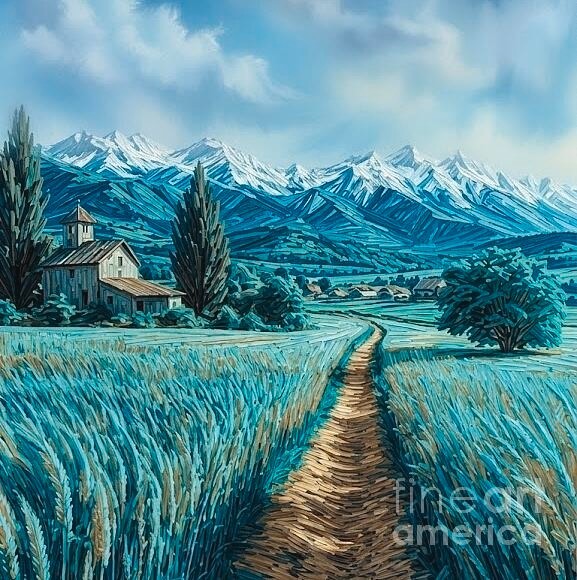 new handmade Painting on 14″*14″ canvas Harvest Season in Countryside by Wendy