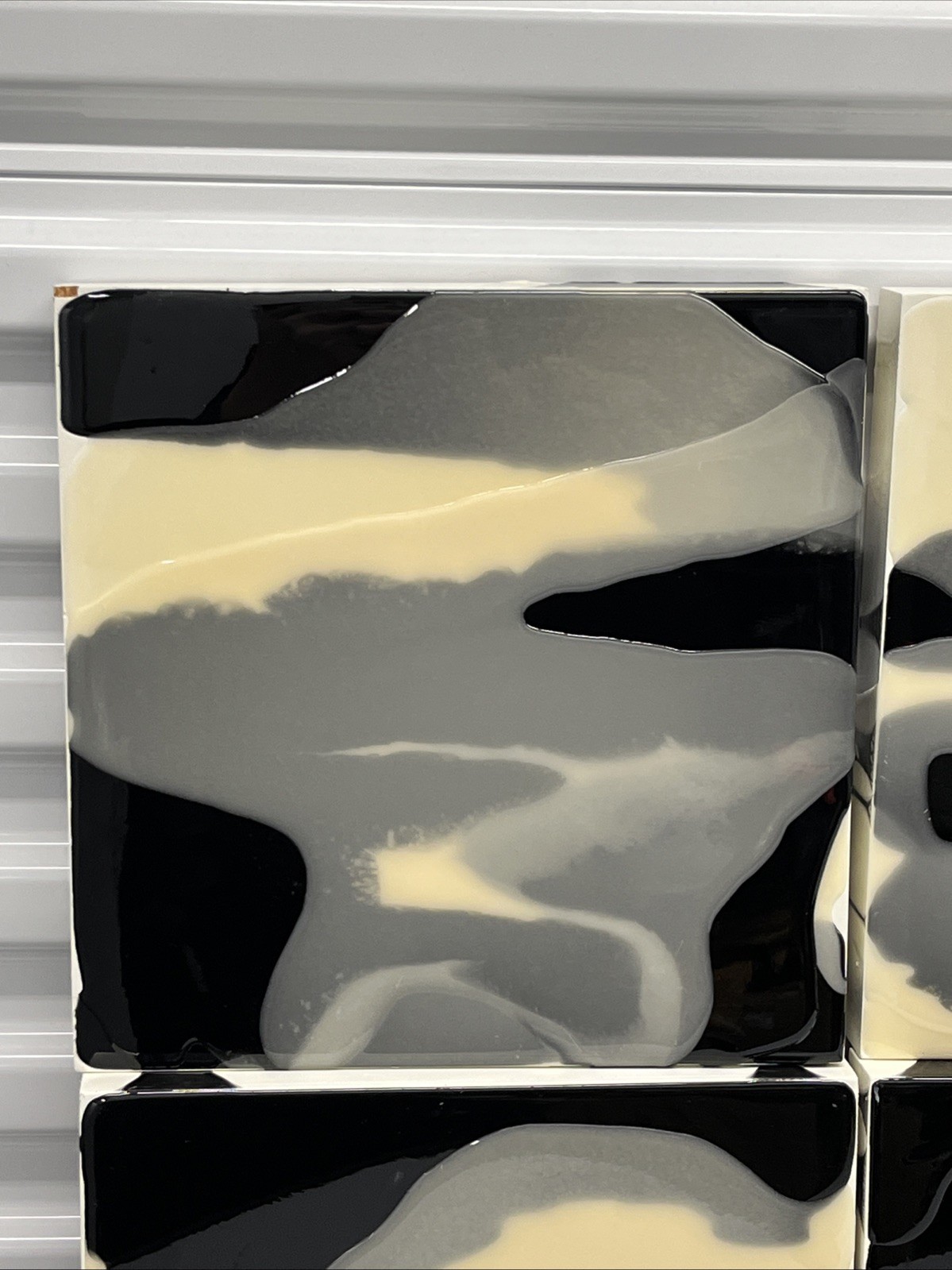 Andy Blank Abstract Paintings Black/Gray/Ivory – Set Of 8 (each 12”x12”x1.5”)