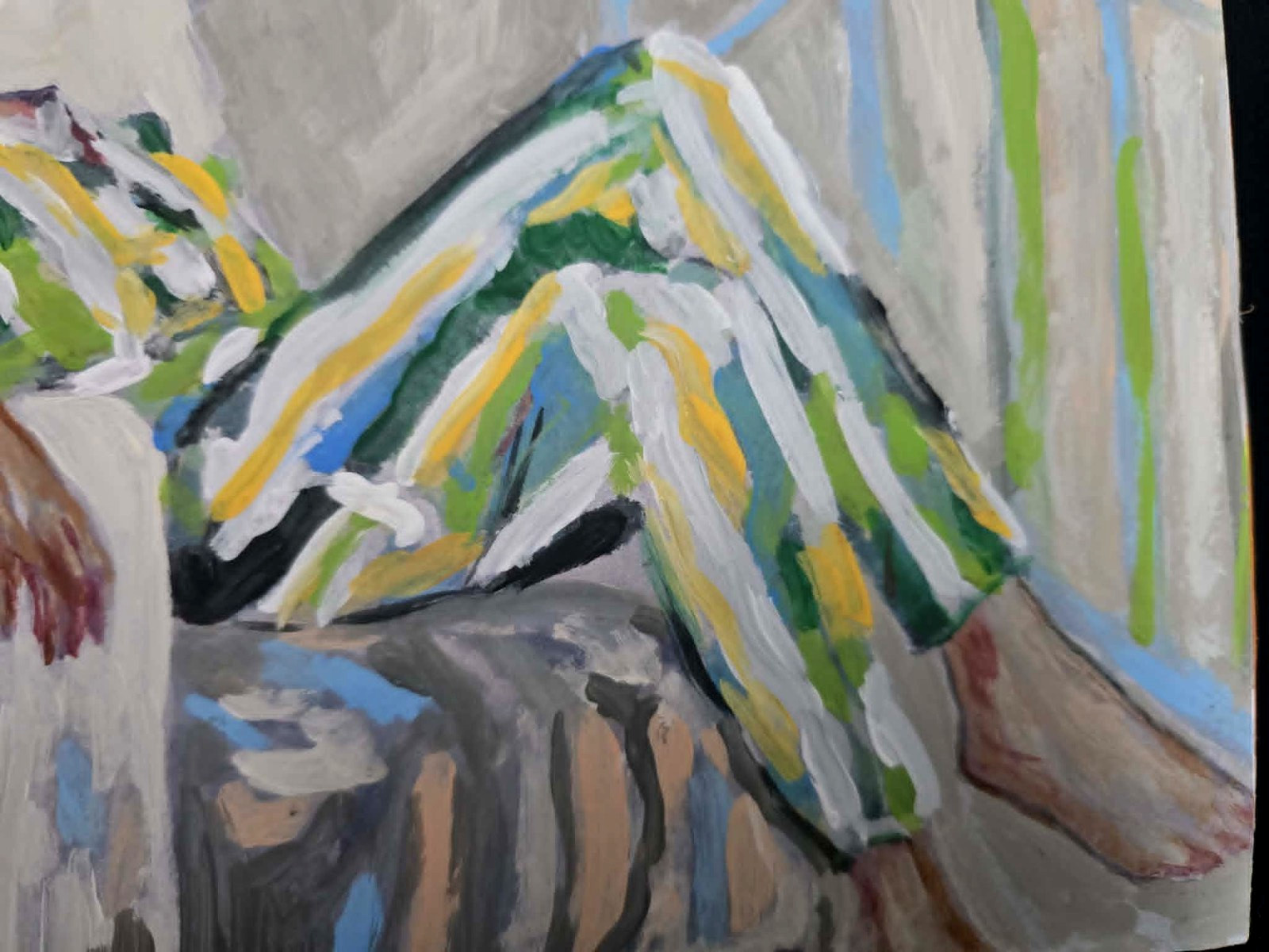 Hand Painted Acrylic Painting «Between Wake and Sleep». Signed