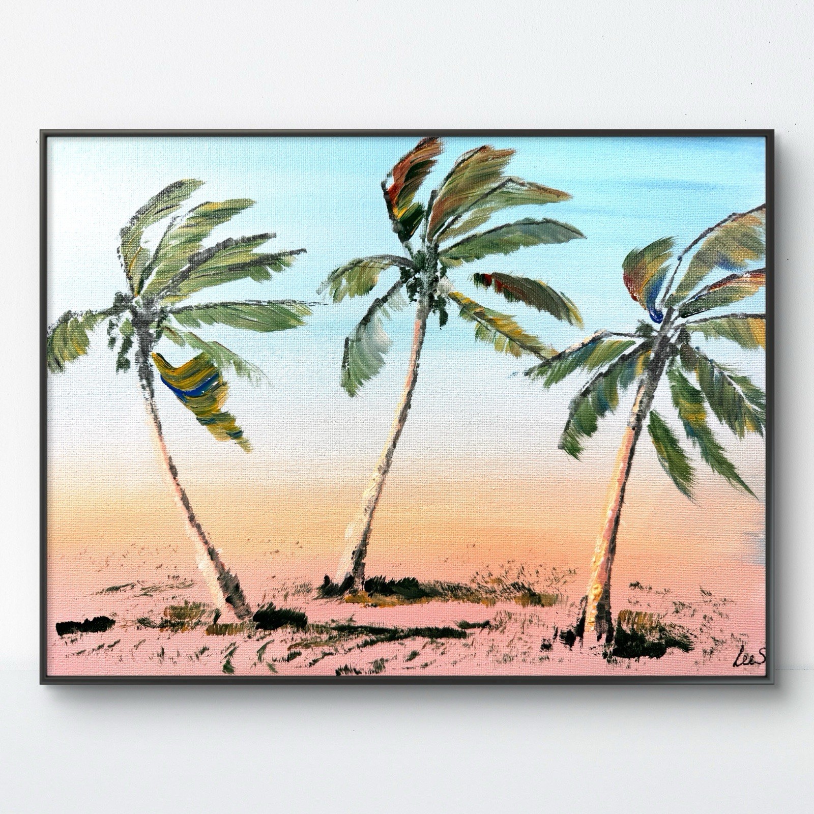 Original Abstract Expressionism 11×14 Palm Coastal Signed Fine Art Decor 136
