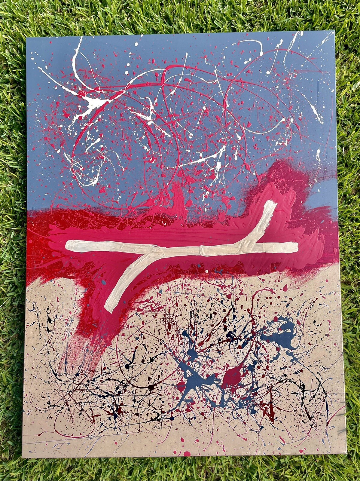 “The Fire Extinguisher” By Aidan Martin. Red White & Blue Abstract Art. 36x48in.