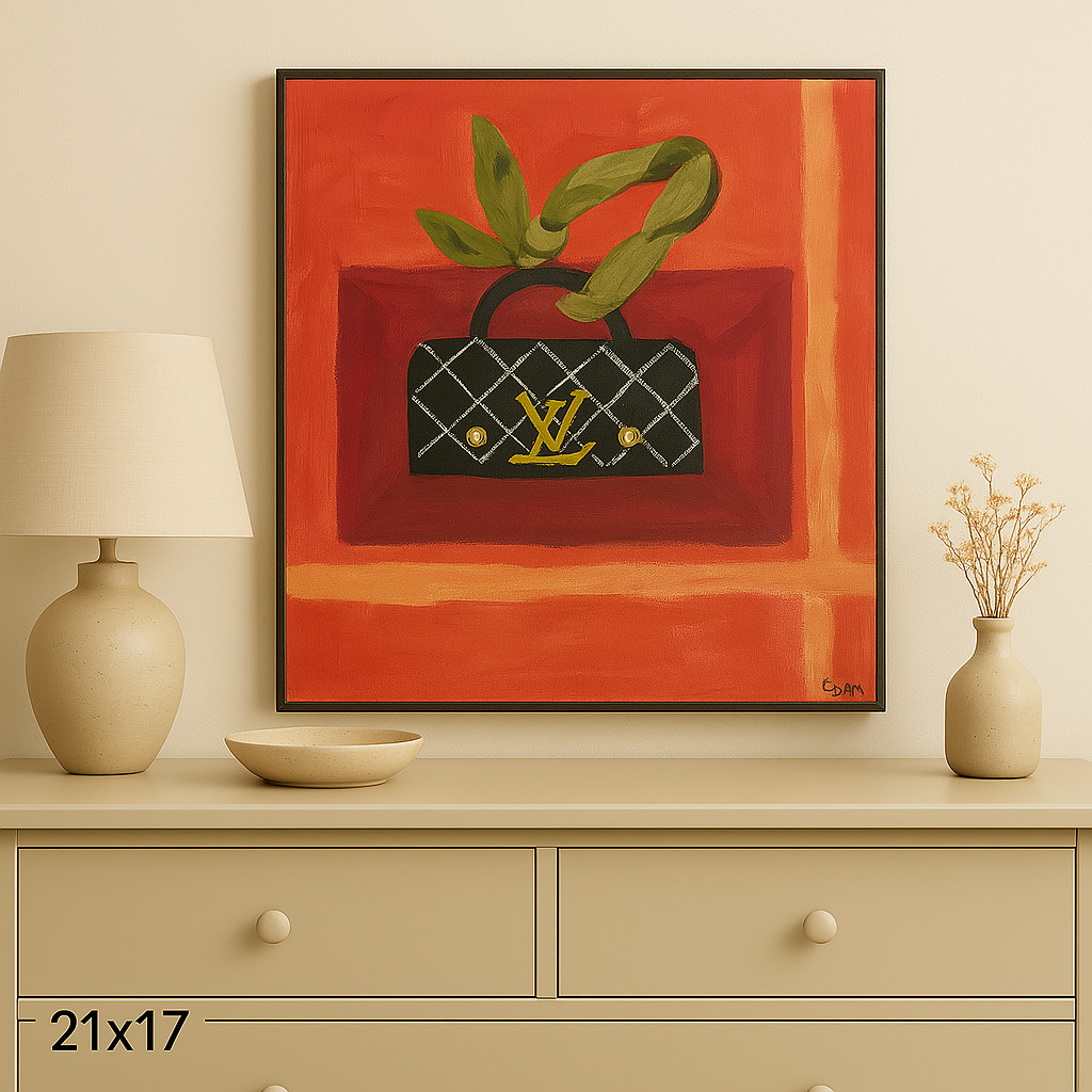 Original Wall Canvas Oil, Handmade and Framed, 21 inch x 17 inch, Unique