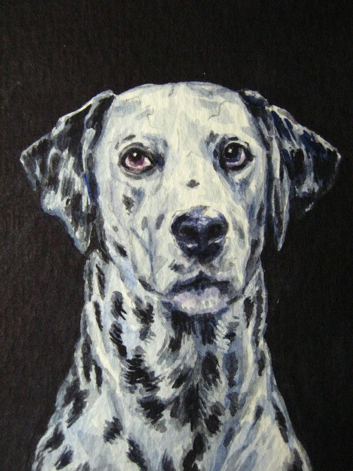 Watercolor Painting Dalmatian Breed Dog Home Pet Portrait ACEO Art