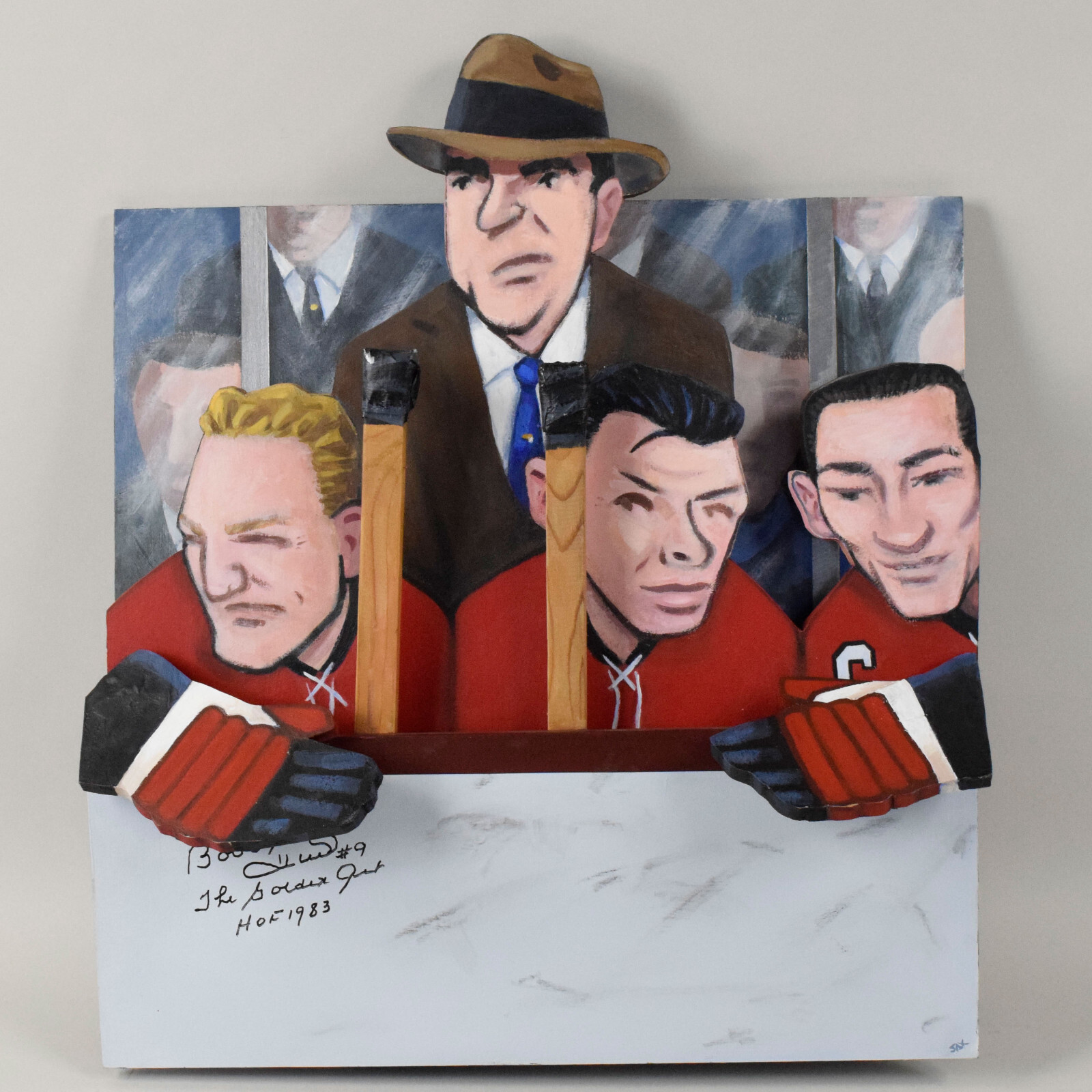 Bobby Hull Signed Original Painting Steve Sax Wood Art 24×28 Blackhawks 1/1