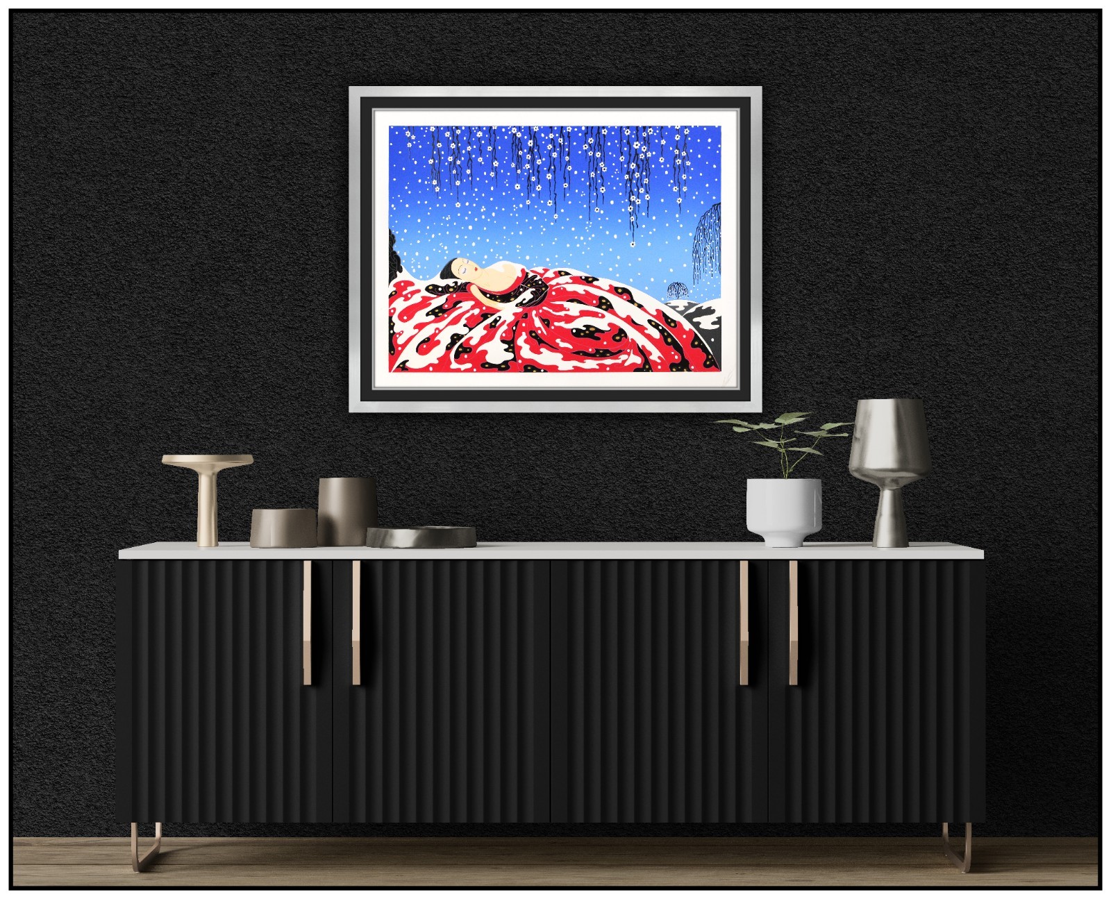 Erte Original Embossed Serigraph on Paper Sleeping Beauty Signed Framed Artwork