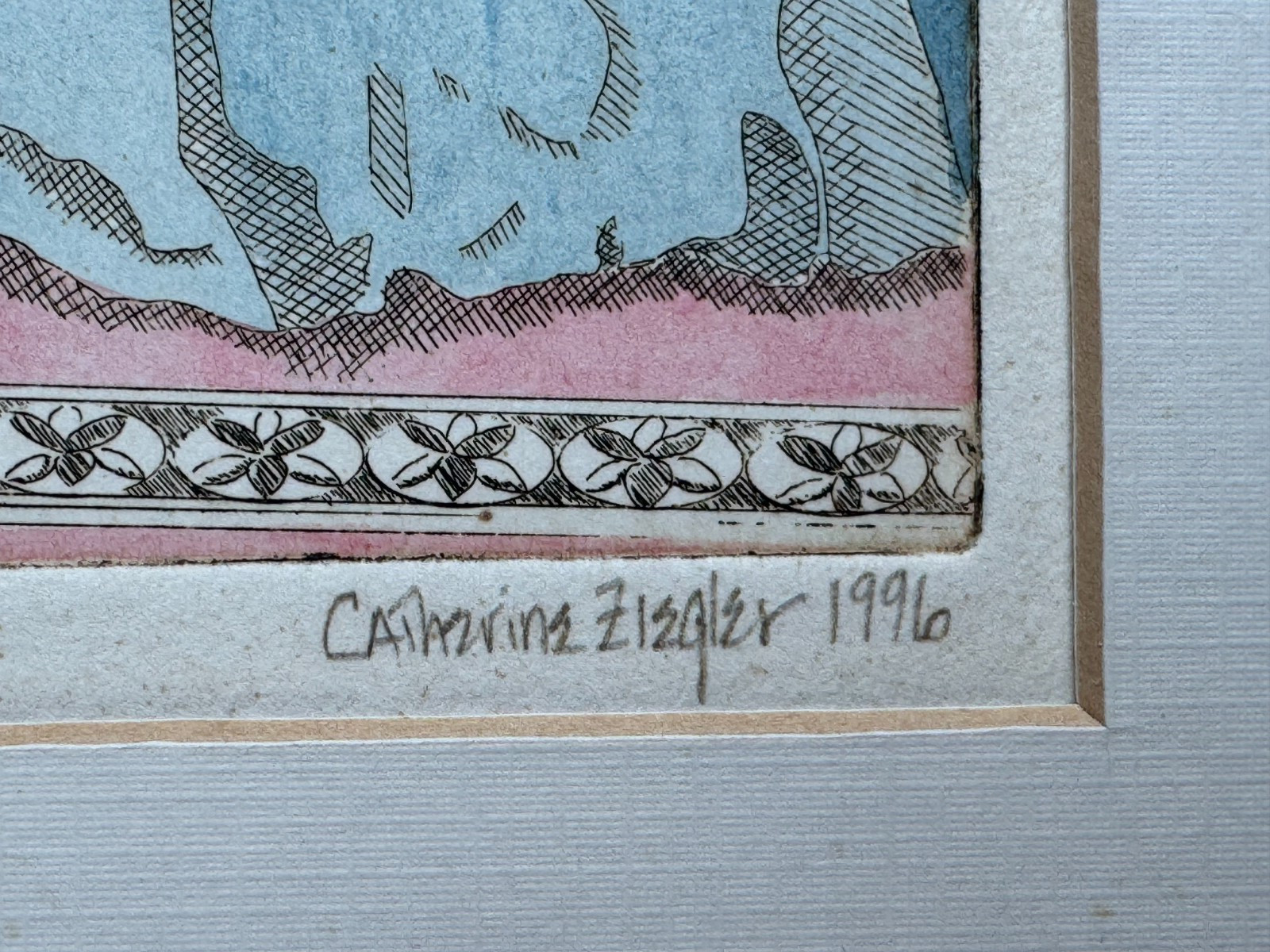 CATHERINE CATHY ZIEGLER SIGNED ETCHING WATERCOLOR AQUATINT HAND COLORED 1996 ART