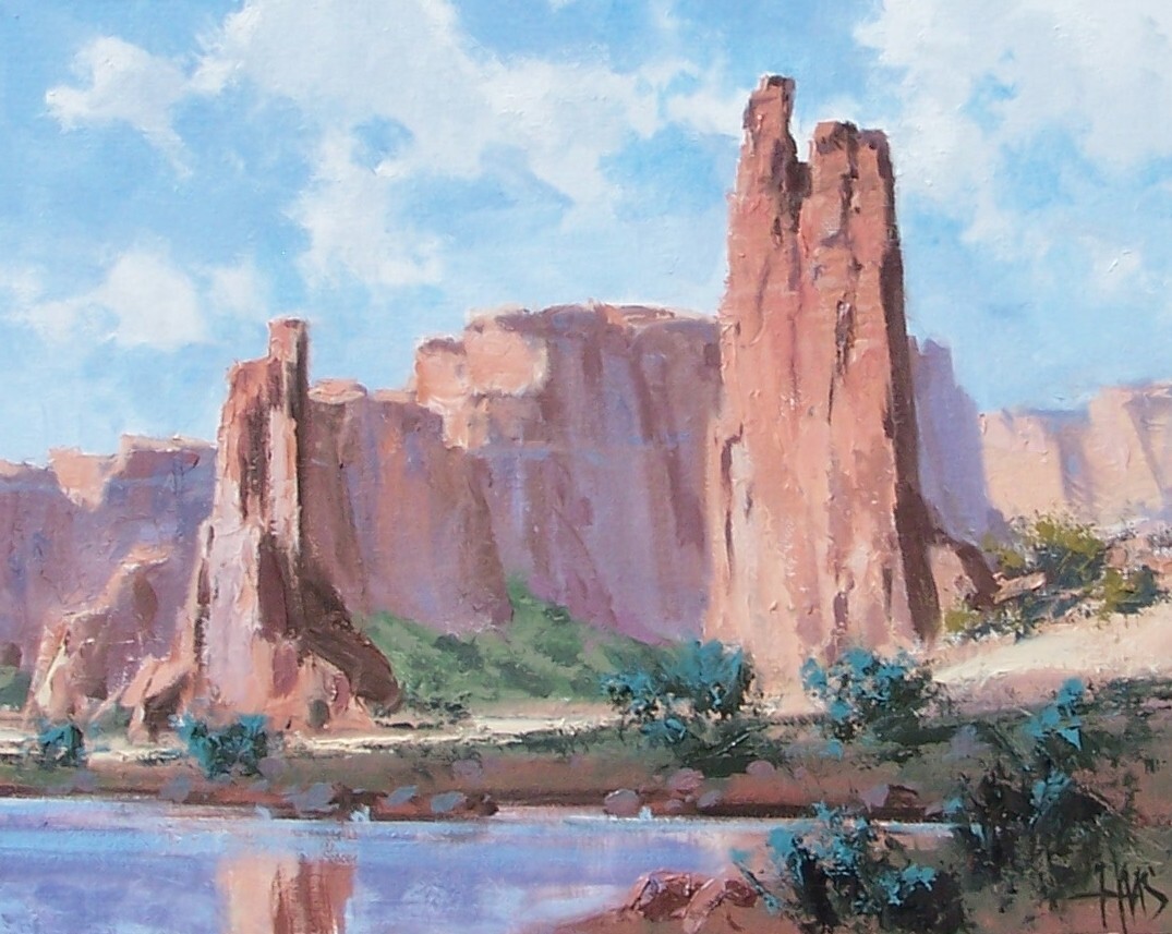 TOM HAAS painting ‘Speaking Rock’ oil 11″x14″ Canyon de Chelly Arizona desert