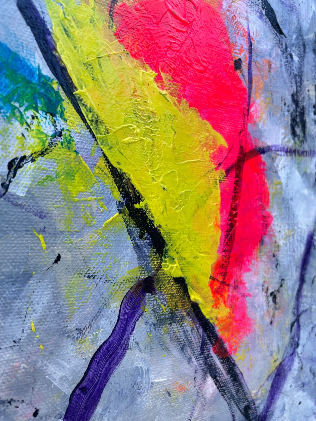 Original Art «Warbler» 9×12 Canvas Expressionism Abstract Design Home Art