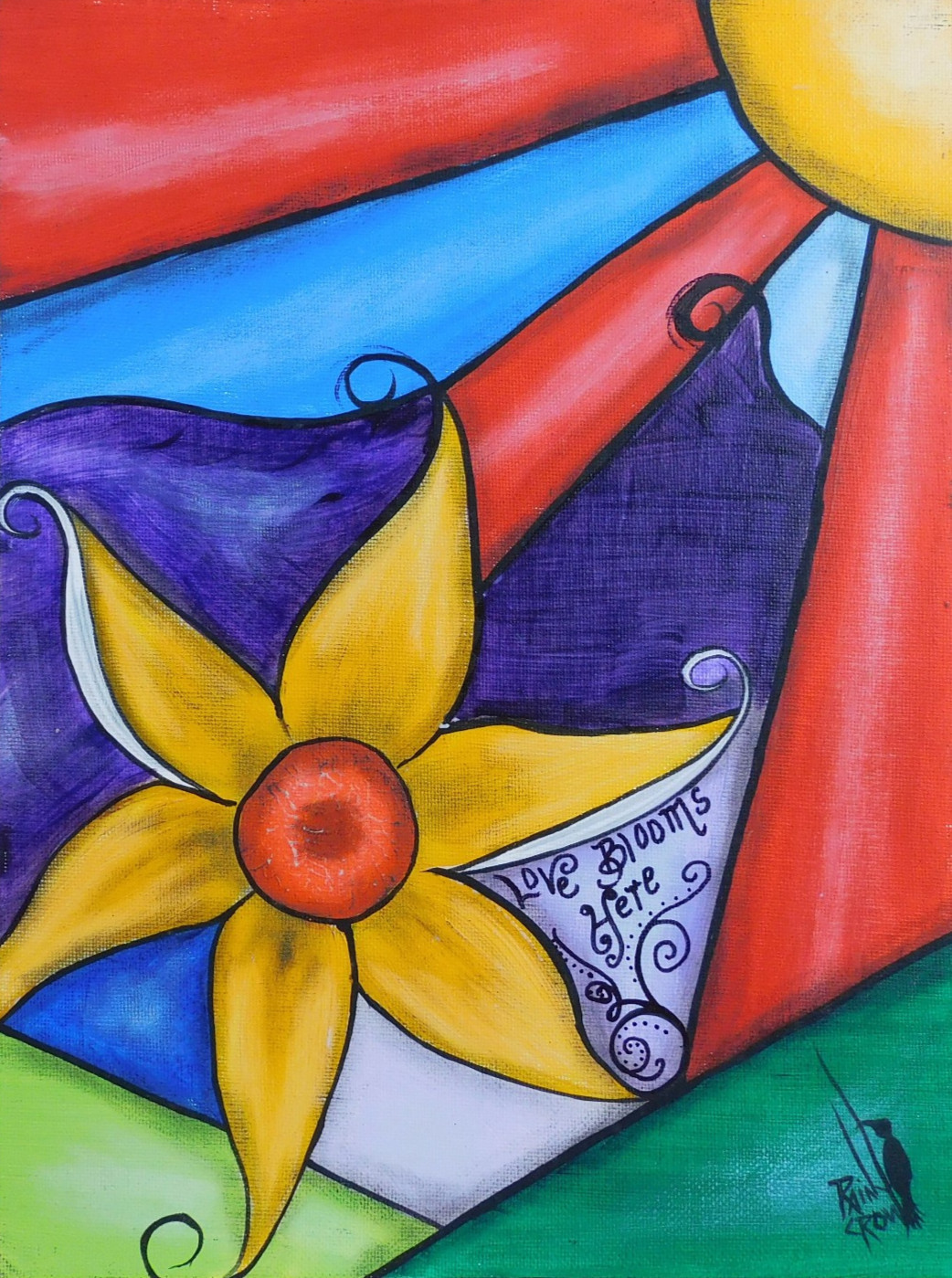 Abstract sunflower and sunshine Flat panel canvas Art by Rain Crow
