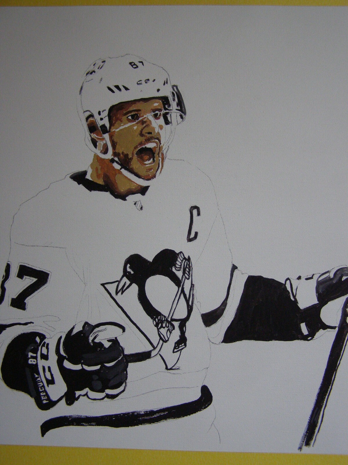 Sidney Crosby NHL Hockey Penguins Original Acrylic Oil Painting Art By Artist
