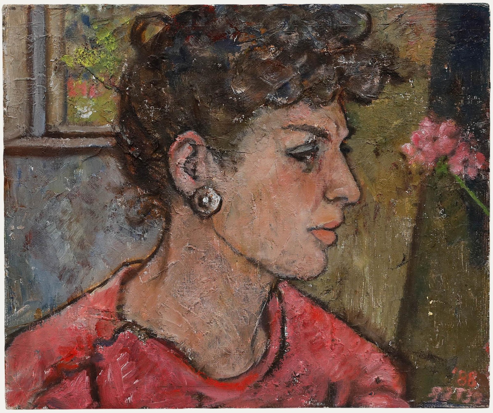 Peter Samuelson (1912-1996) – 1988 Oil, Lady in Pink