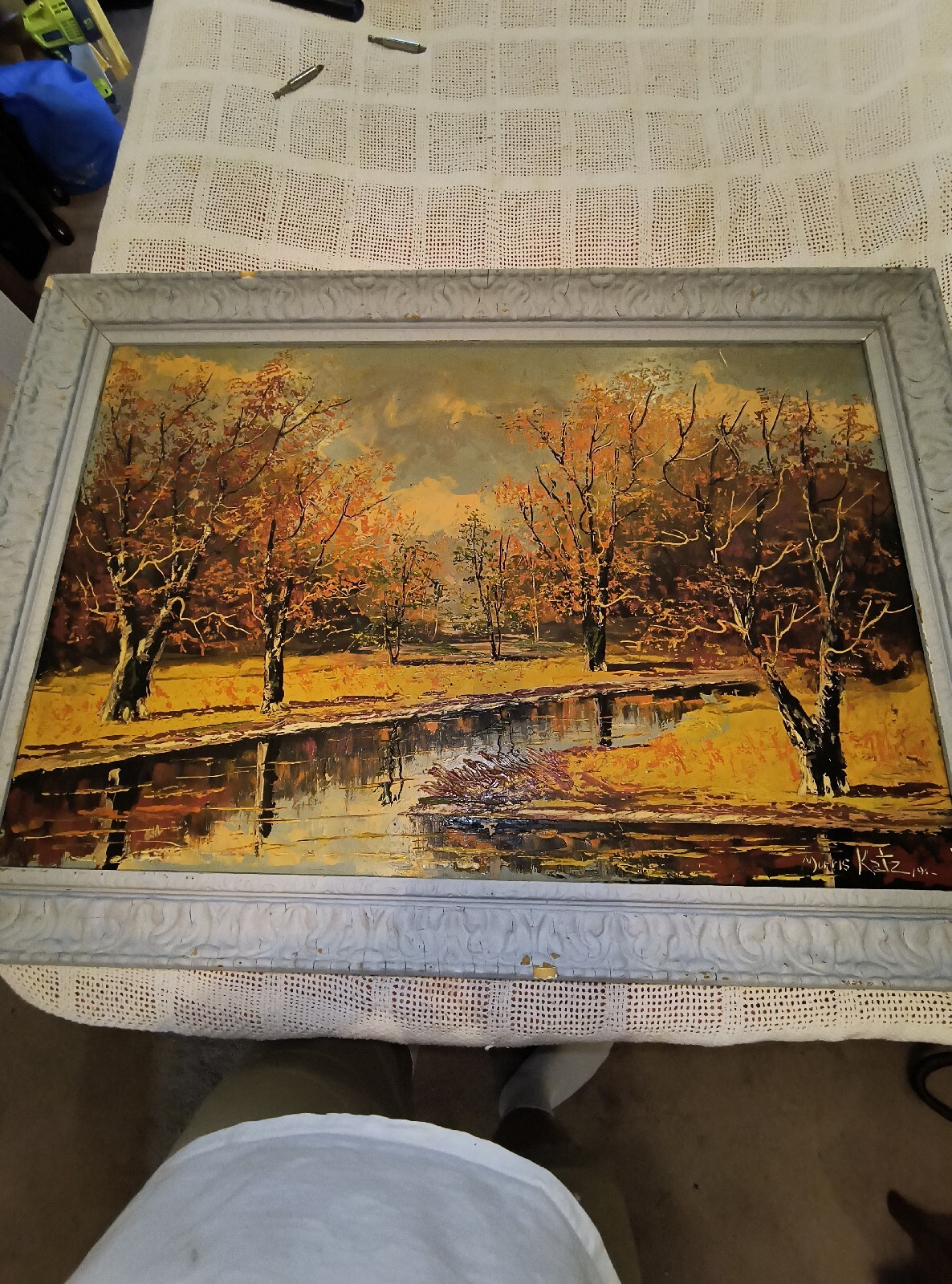 1962 Morris Katz Signed Oil 42 X30 -12 Ilbs On Hard Board