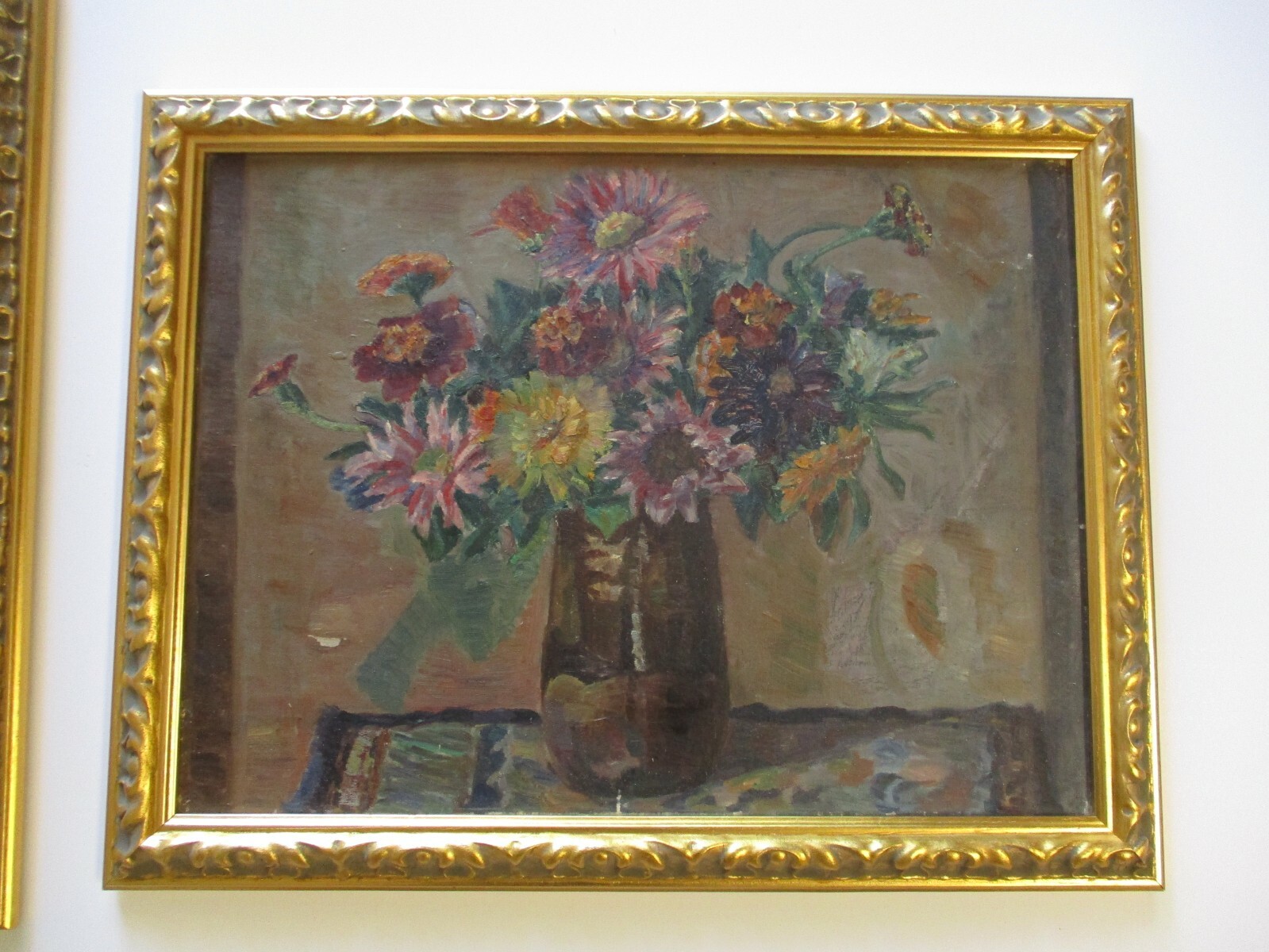 LOT OF 2 ANTIQUE PAIR OIL PAINTING AMERICAN WOMAN IMPRESSIONIST STILL LIFE 1910