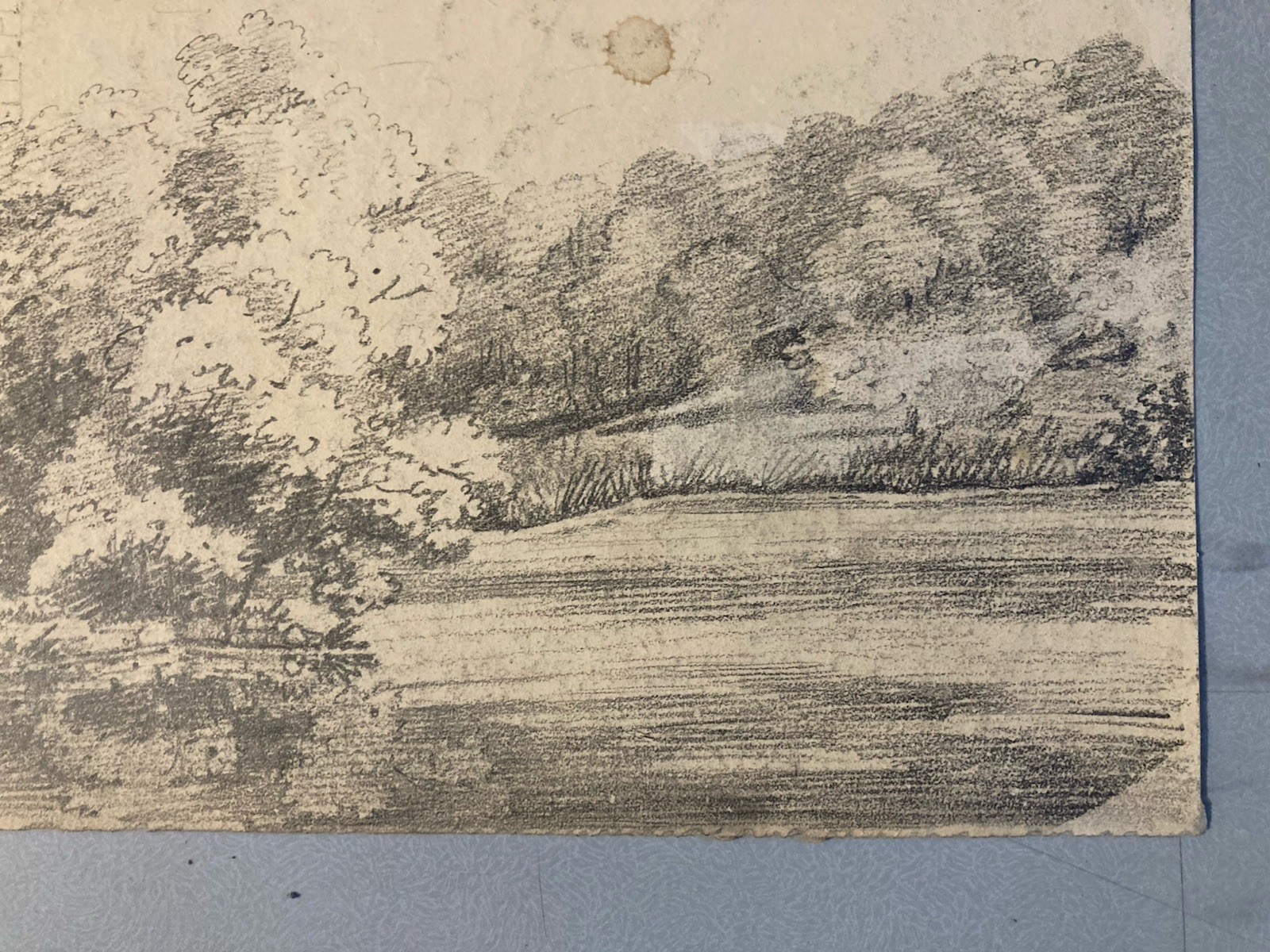 Large Drawing Xixth 1850 Pencil Landscape Home Shaft Forest Old to Identify Art