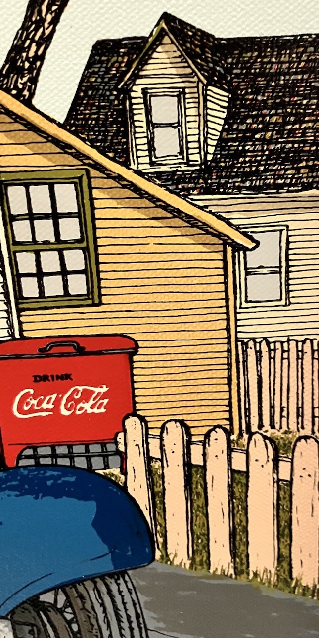 H Hargrove 12×16 Canvas Texaco Gas 18¢ Coca Cola Dons Auto Repair Oil Change Car
