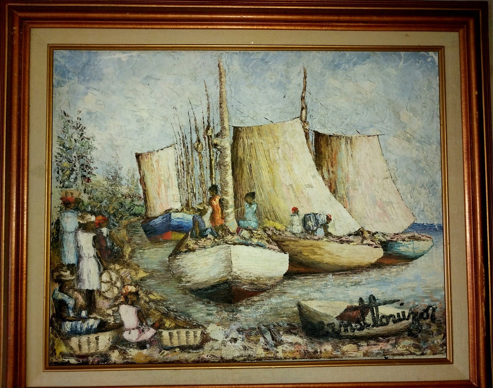 20 x 16 by Ernst Louizor IMPRESSIONIST OIL PAINTING HAITI .LISTED HAITIAN