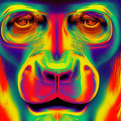Rainbow Monkey Artwork Print on Canvas (A0)