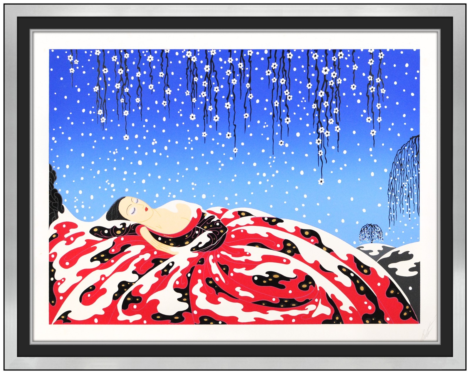 Erte Original Embossed Serigraph on Paper Sleeping Beauty Signed Framed Artwork