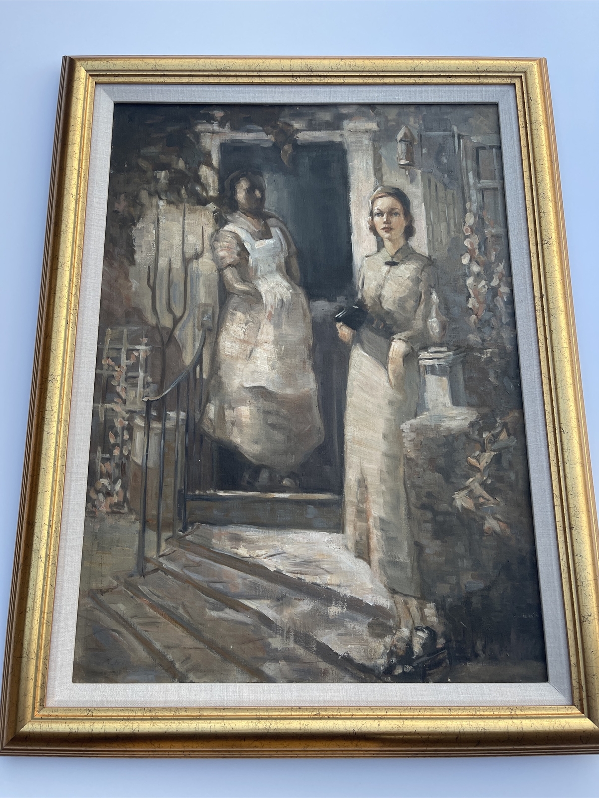 Antique American Wpa Painting Portrait Regionalism Landscape Impressionism Oil