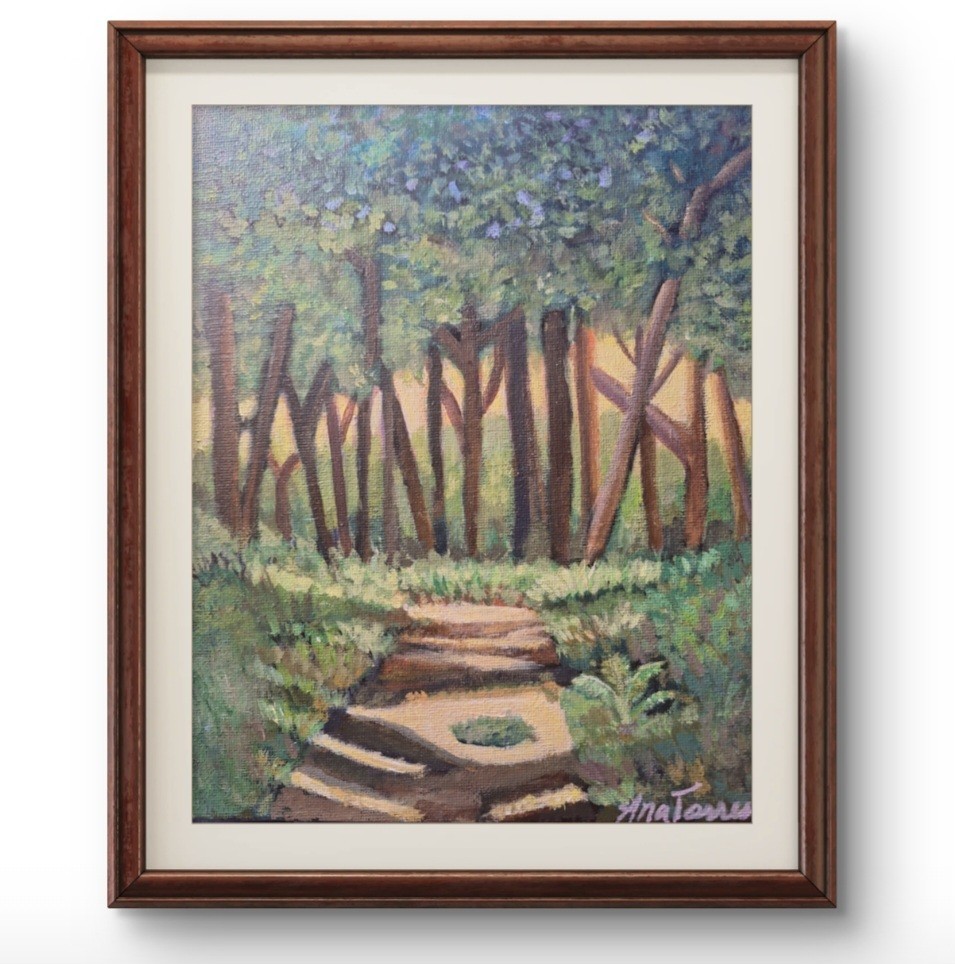 Sun Through The Forest 8×10 Acrylic Canvas Panel Painting